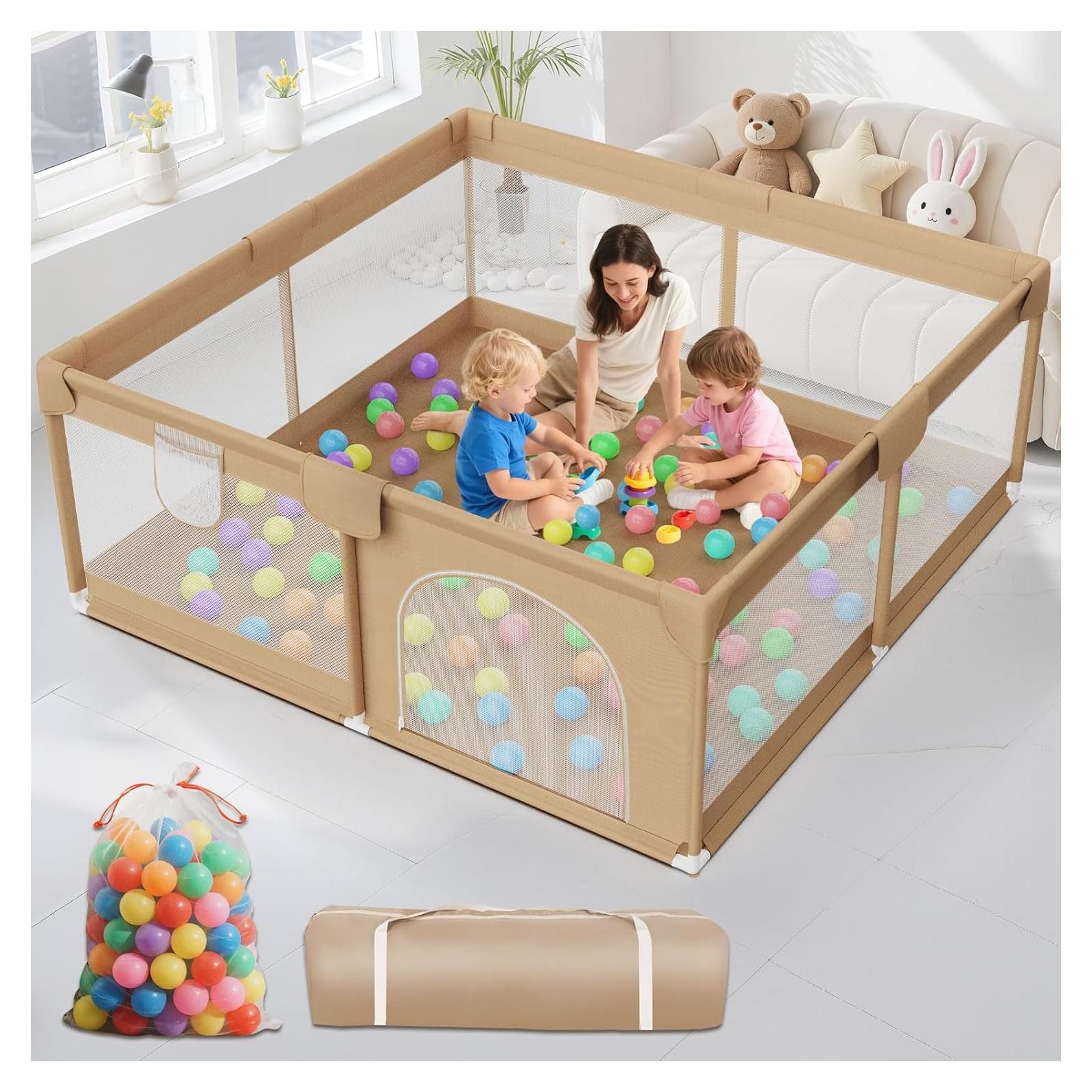 Parque Infantil DEETECK 162x162 cm con 50 Pelotas - Caqui