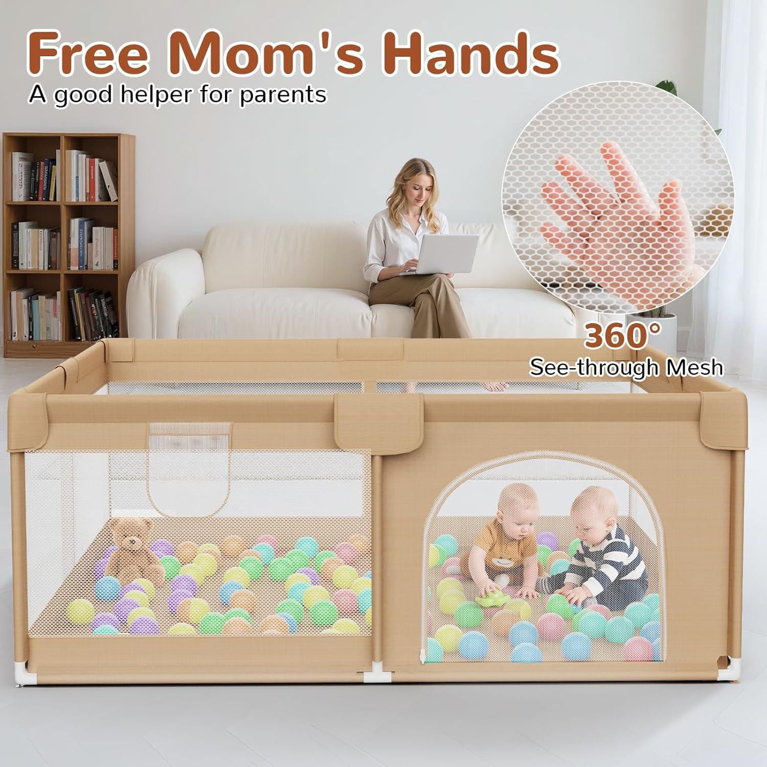 Parque Infantil DEETECK 162x162 cm con 50 Pelotas - Caqui