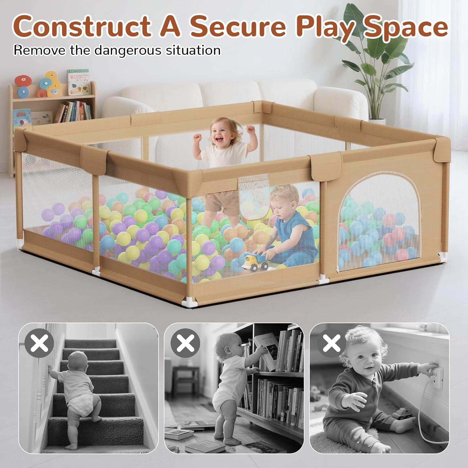 Parque Infantil DEETECK 162x162 cm con 50 Pelotas - Caqui