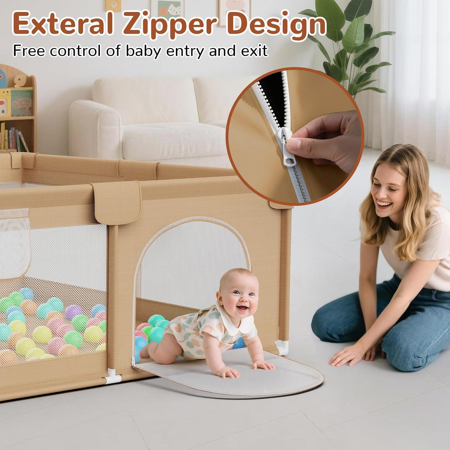 Parque Infantil DEETECK 162x162 cm con 50 Pelotas - Caqui