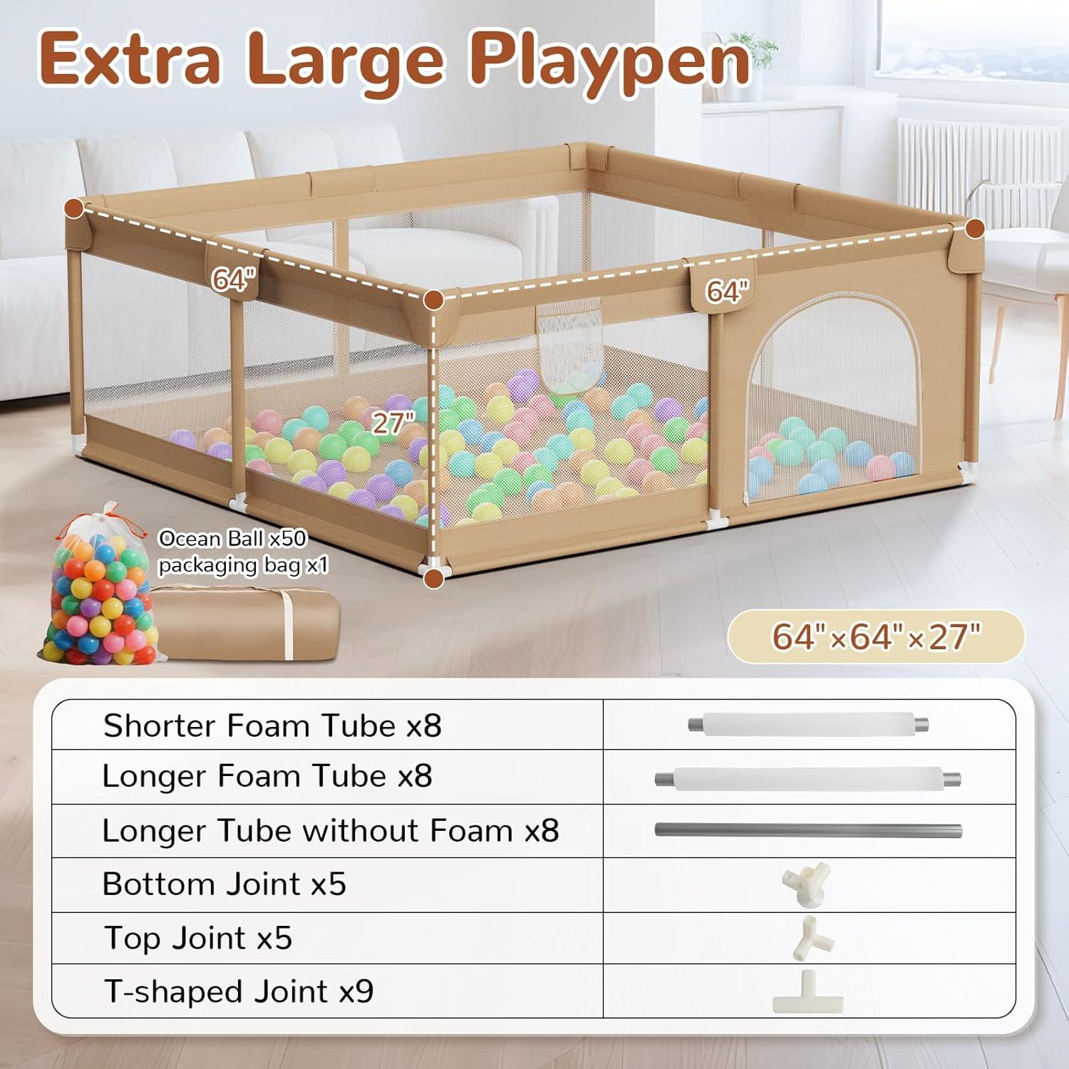 Parque Infantil DEETECK 162x162 cm con 50 Pelotas - Caqui