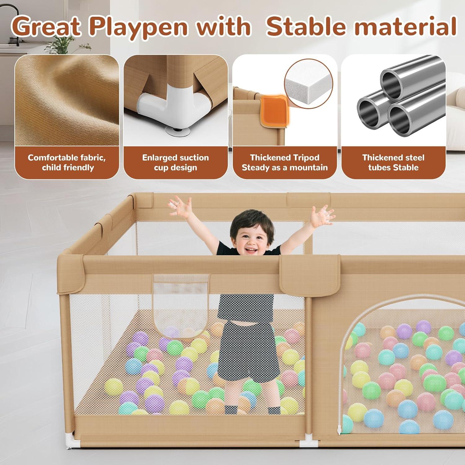 Parque Infantil DEETECK 162x162 cm con 50 Pelotas - Caqui