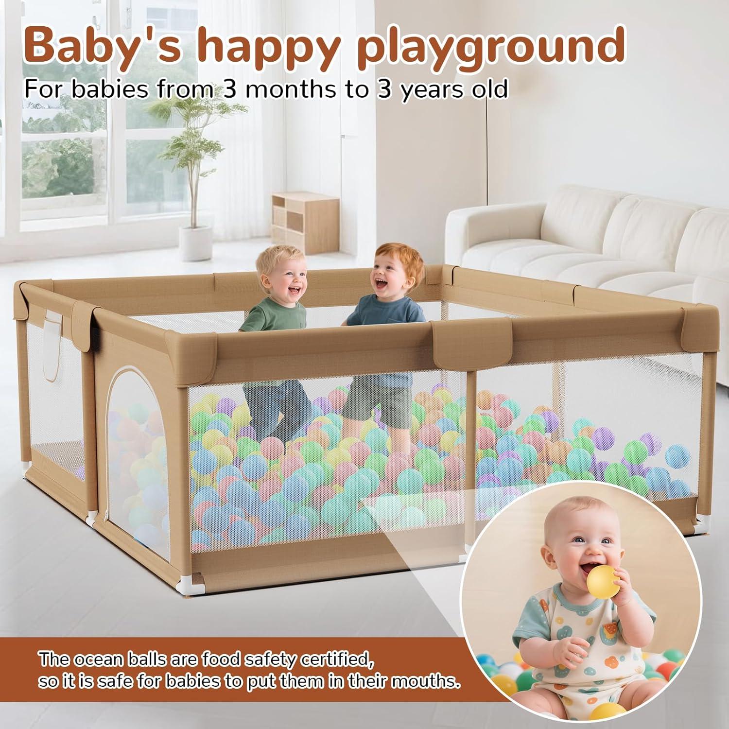 Parque Infantil DEETECK 162x162 cm con 50 Pelotas - Caqui