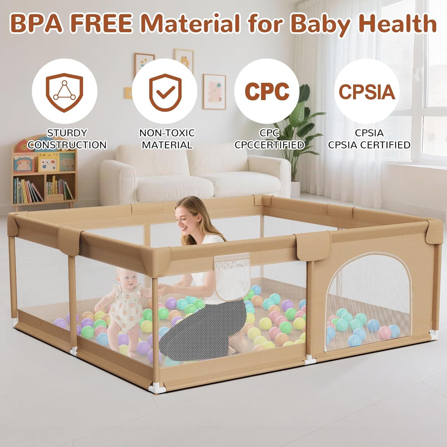 Parque Infantil DEETECK 162x162 cm con 50 Pelotas - Caqui