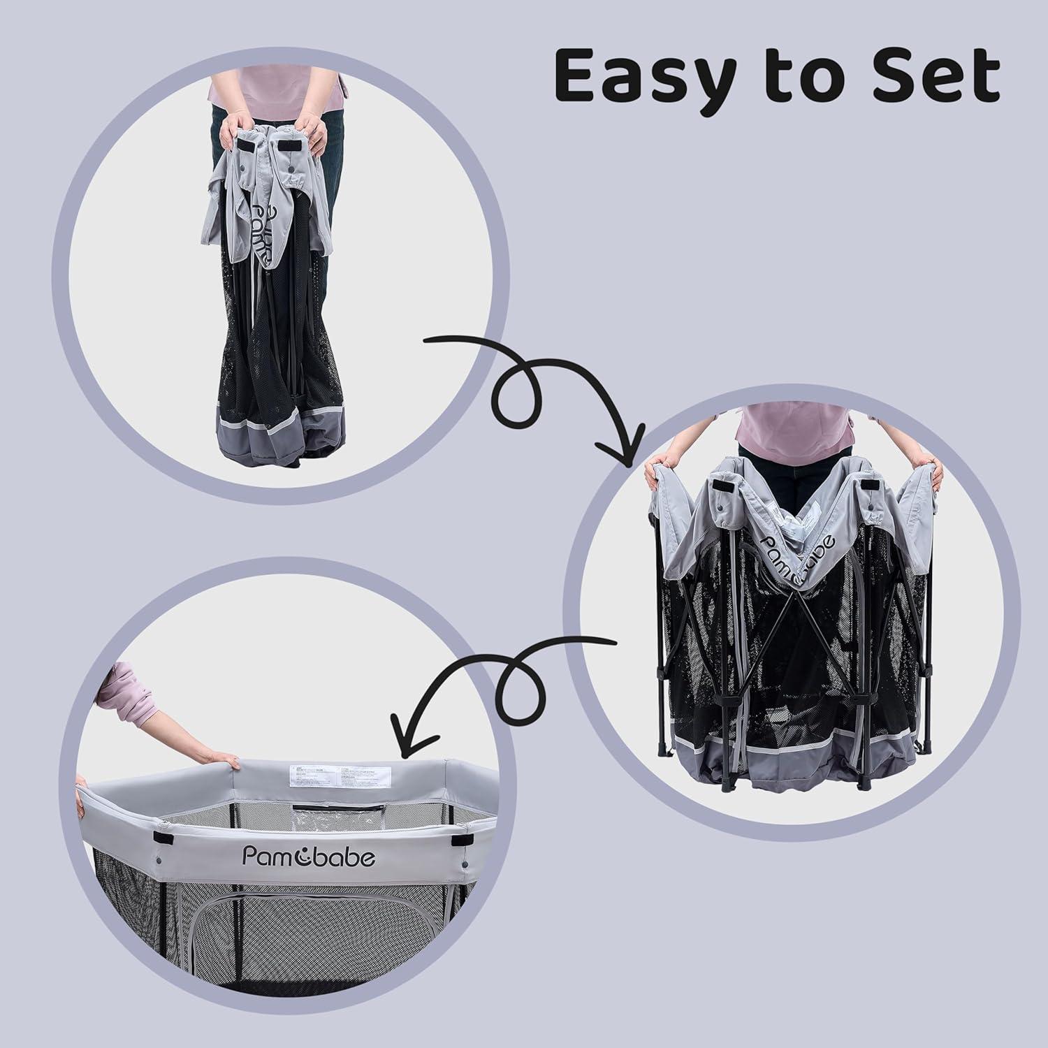 Parque Infantil Pamo Babe Gris Claro 137x122 cm Plegable