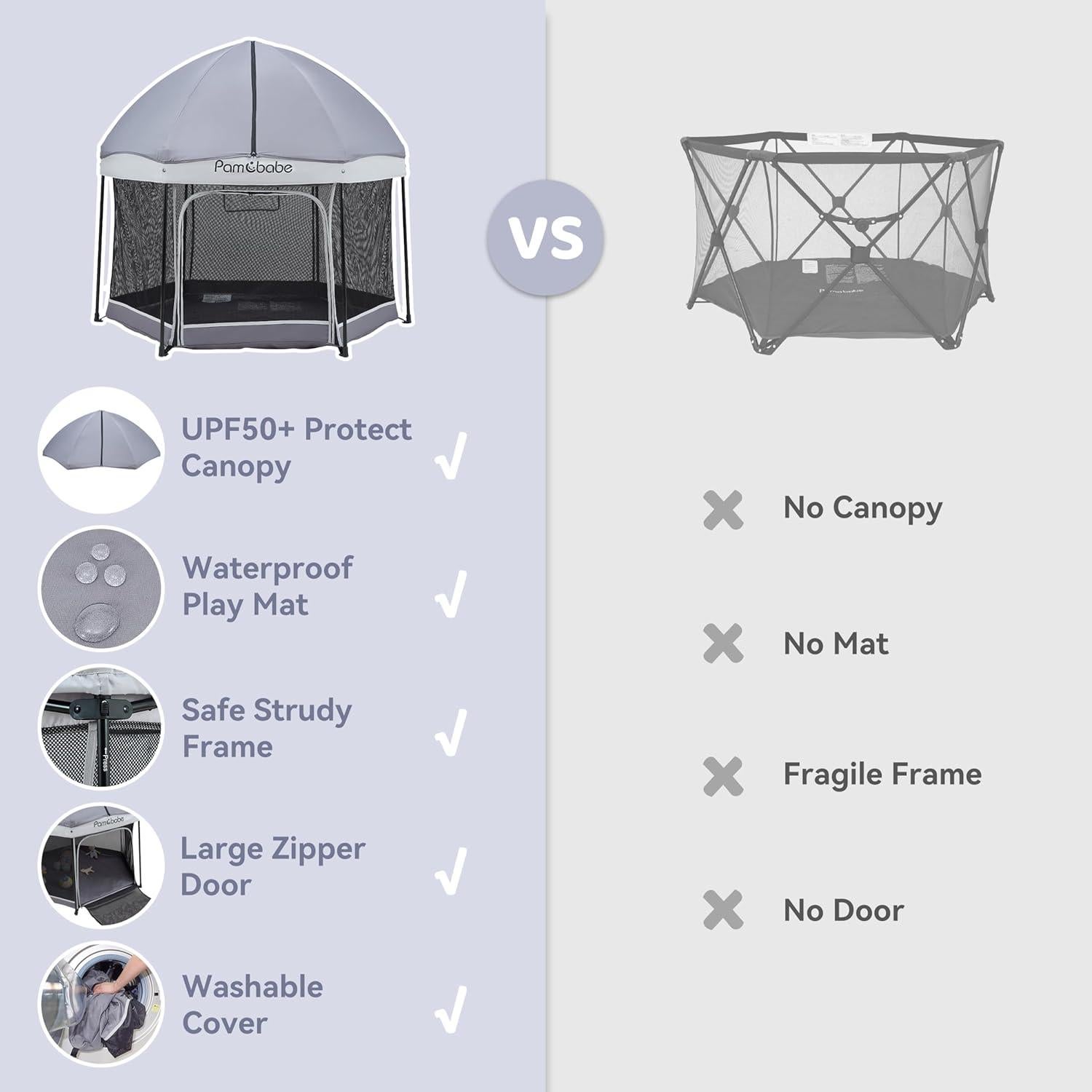 Parque Infantil Pamo Babe Gris Claro 137x122 cm Plegable