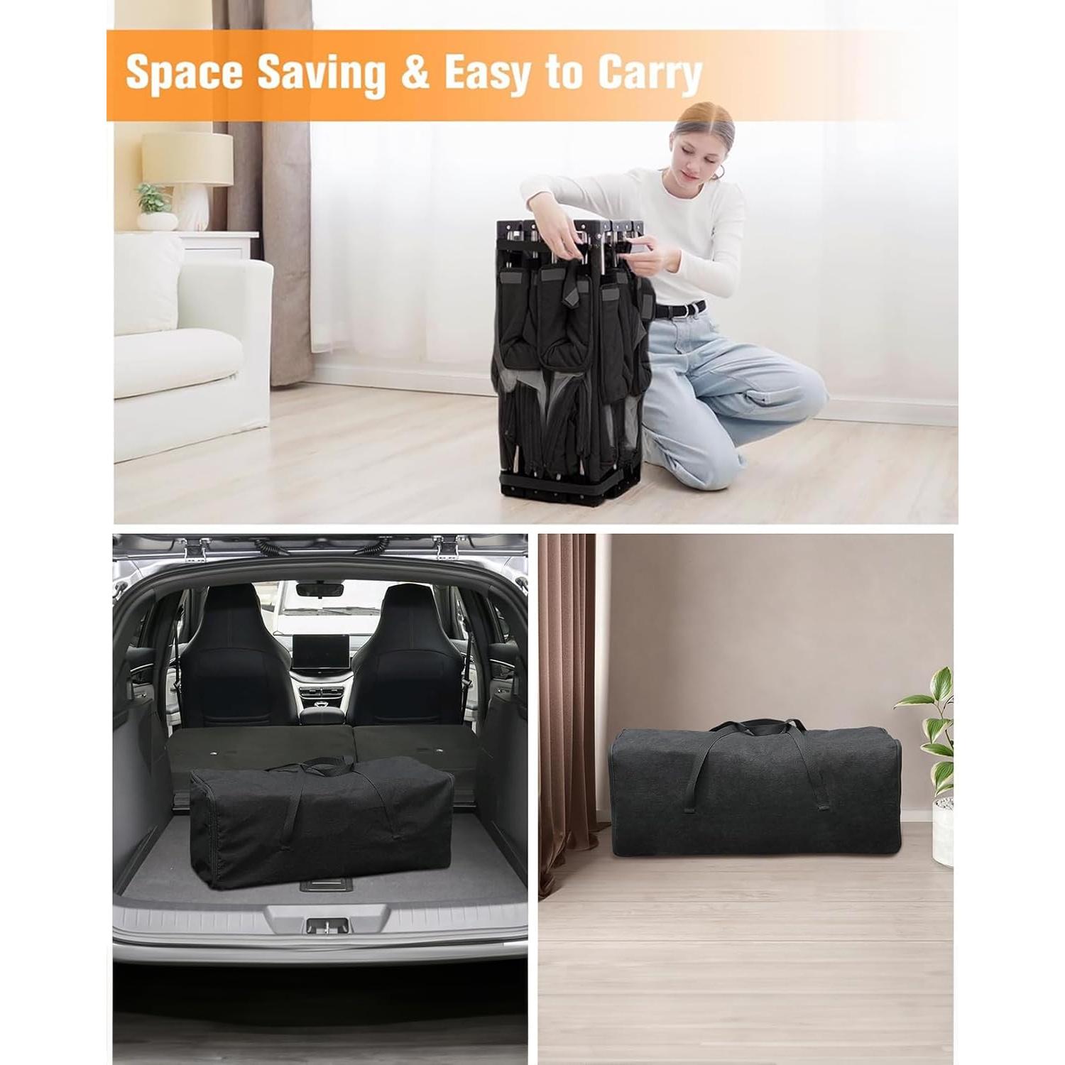 Parque Infantil Plegable Negro 130x130 cm para Bebés