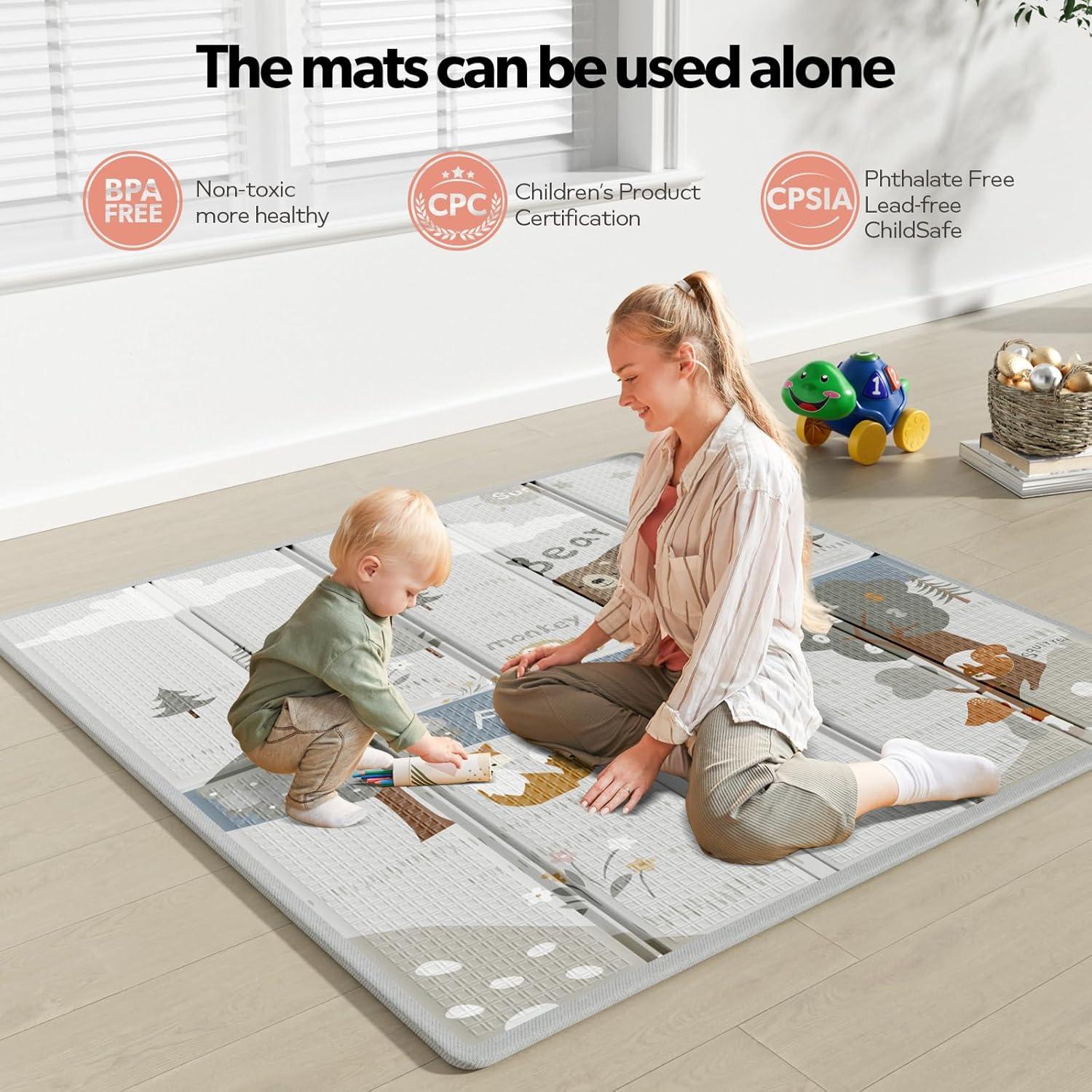 Parque Infantil Fodoss Beige 119x119cm con Alfombra Suave