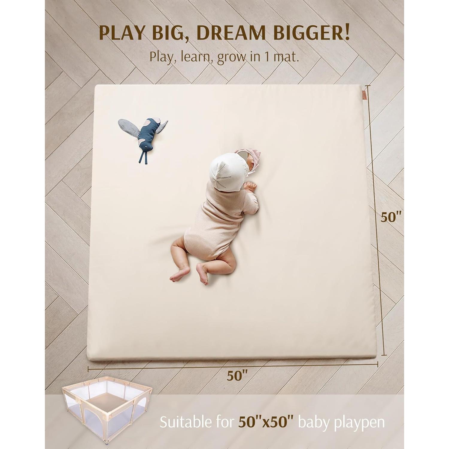 Alfombra de Juego Acolchada YOSING 127x127 cm Impermeable Beige