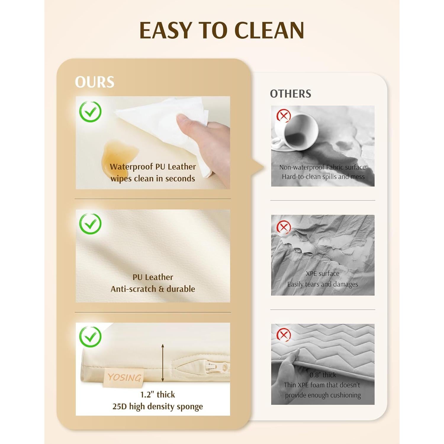 Alfombra de Juego Acolchada YOSING 127x127 cm Impermeable Beige