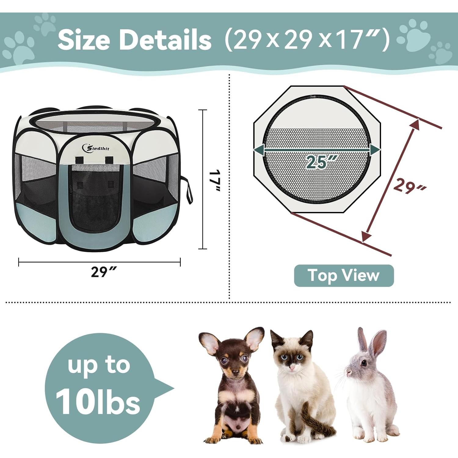 Parque para mascotas Siedihit gris pequeño 73.66x73.66 cm