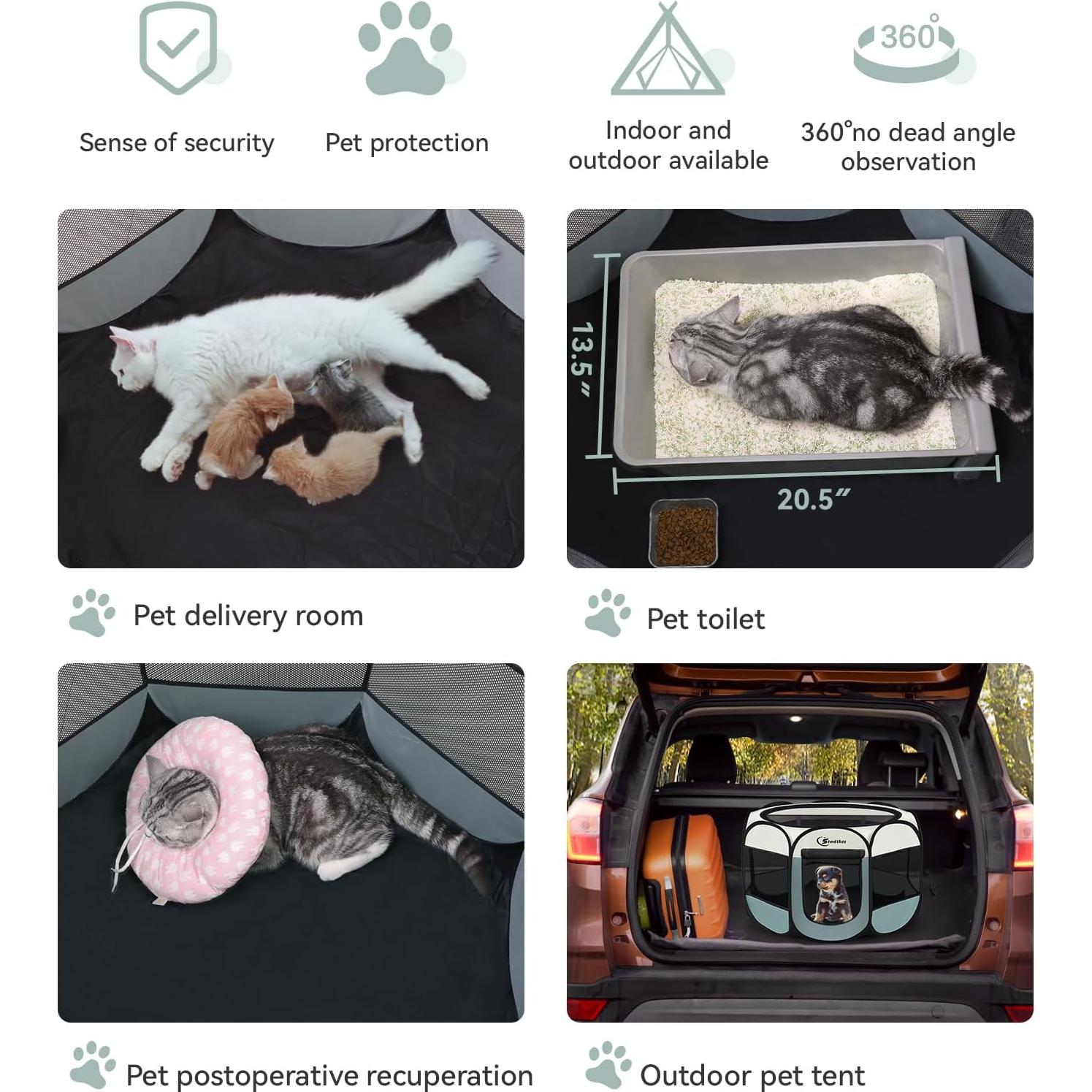 Parque para mascotas Siedihit gris pequeño 73.66x73.66 cm