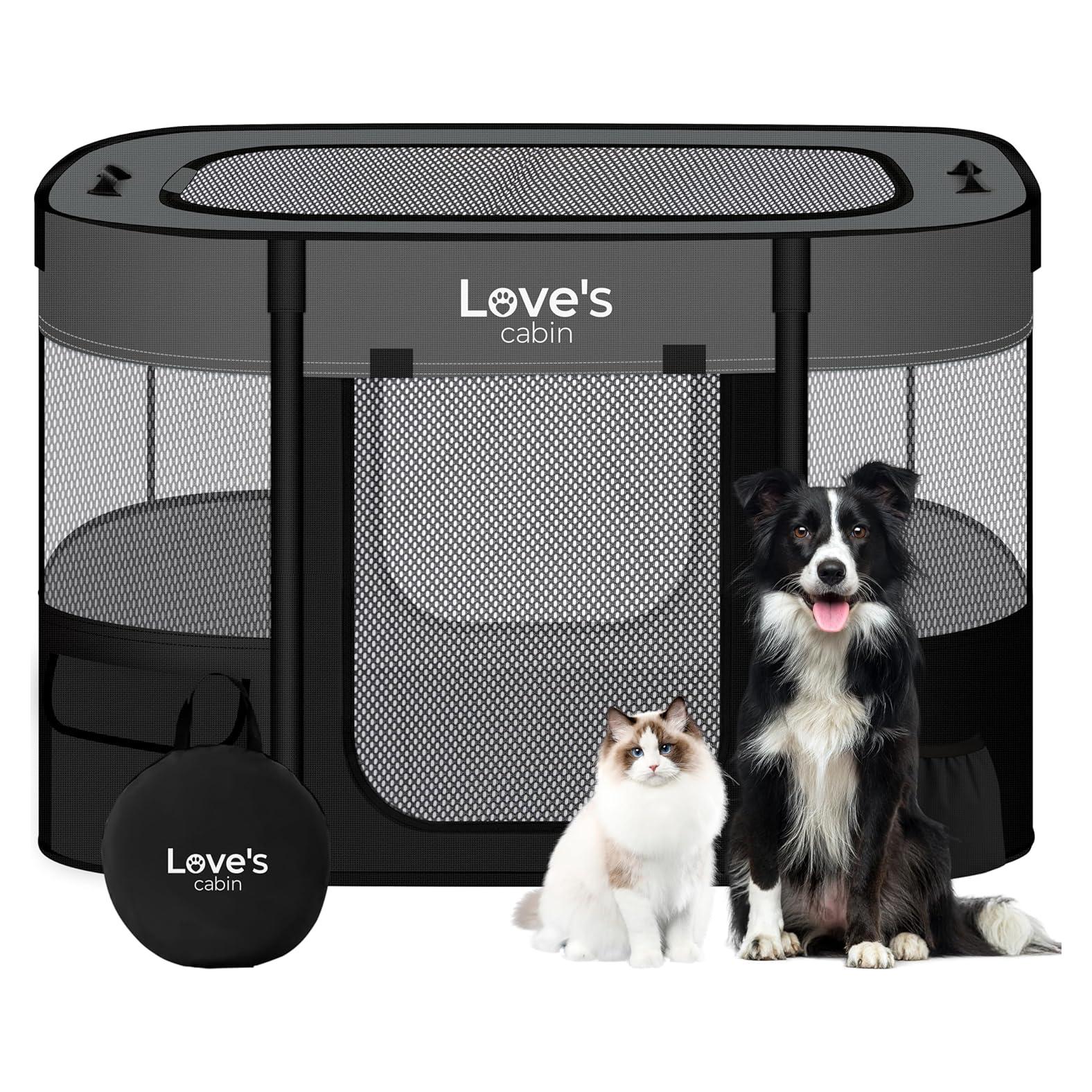 Jaula de Juego para Perros Pequeños Cabaña de Amor Gris S