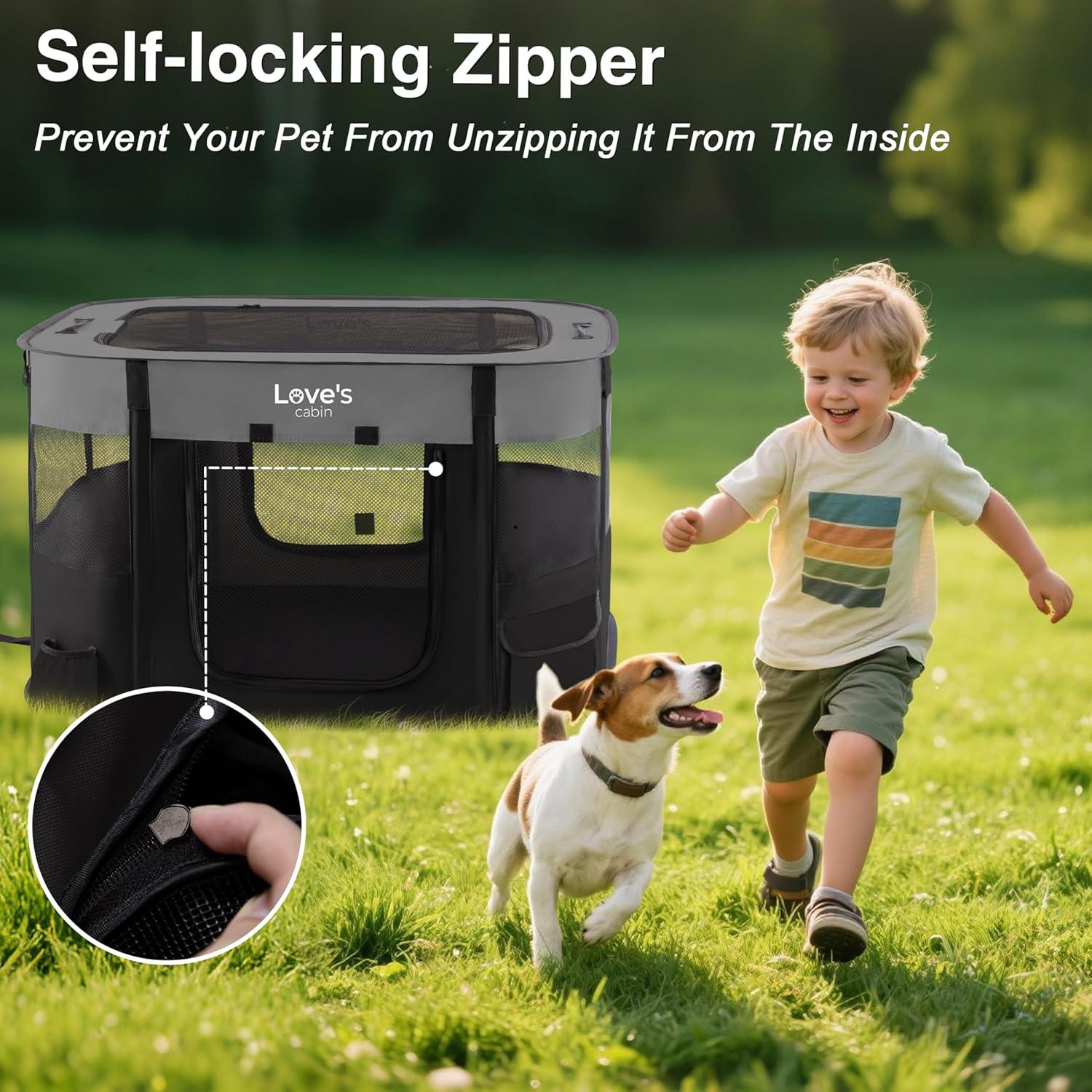 Jaula de Juego para Perros Pequeños Cabaña de Amor Gris S