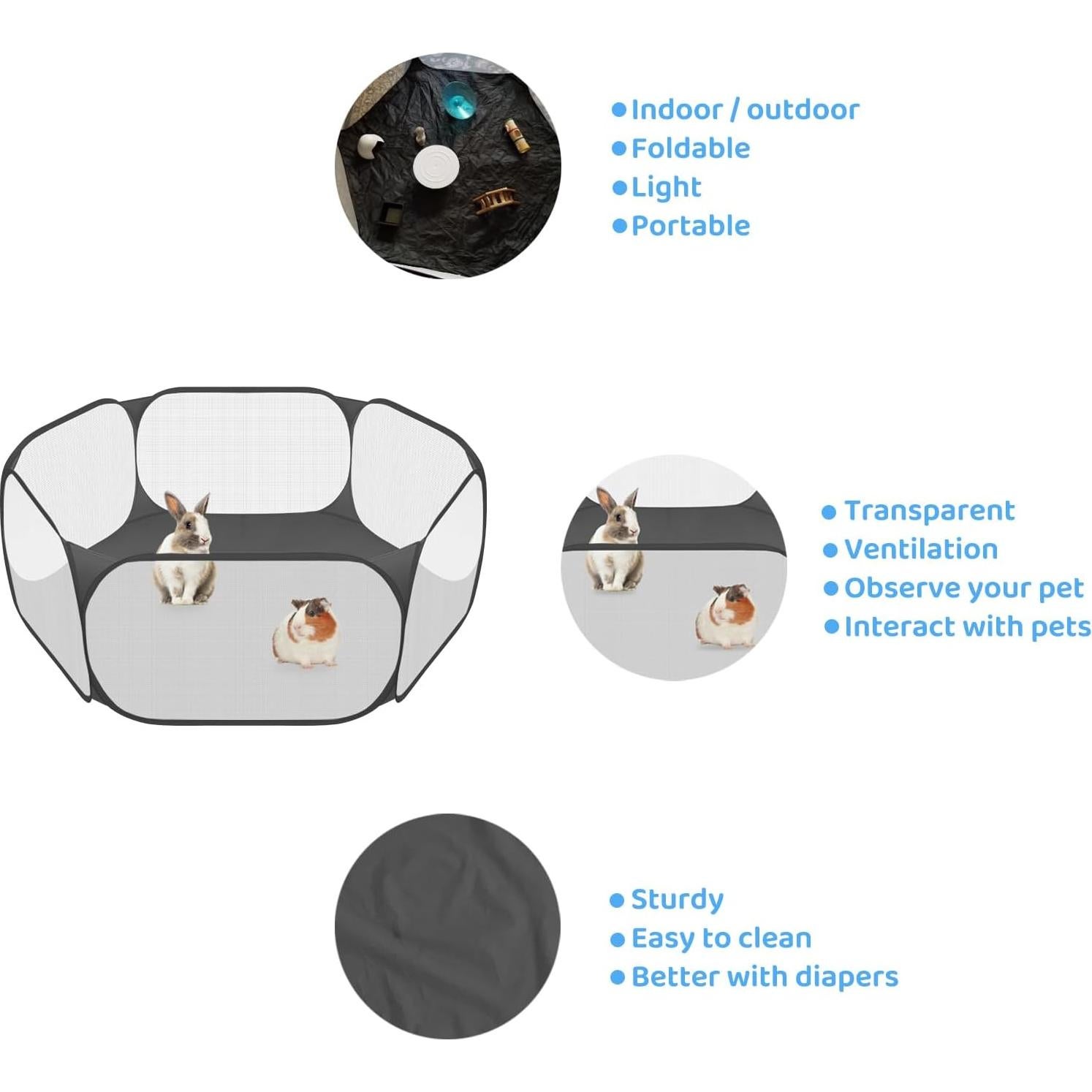 Cercado de Ejercicio Transparente Amakunft para Mascotas Pequeñas