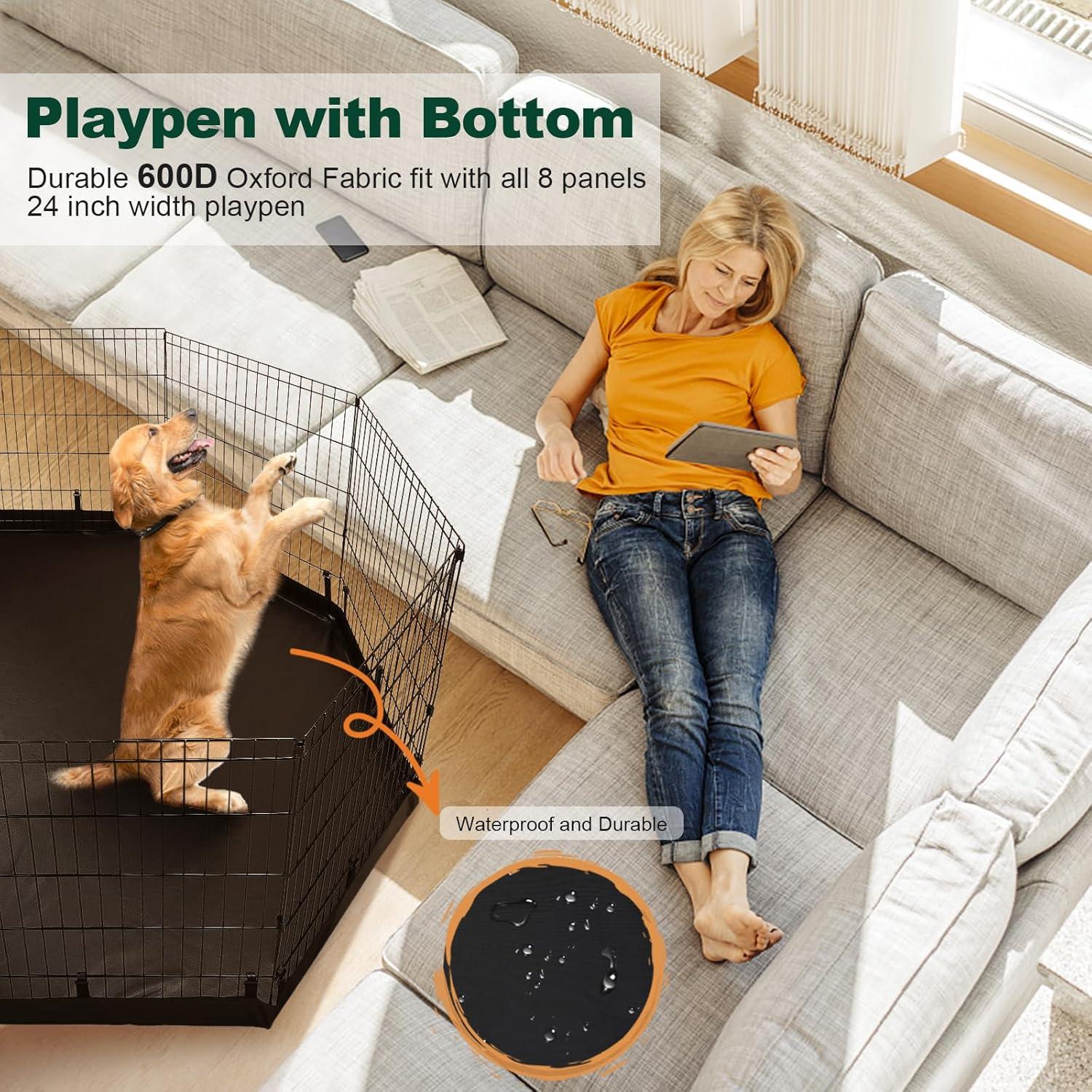 Parque para Perros PJYuCien Plegable 8 Paneles 61cm con Almohadilla