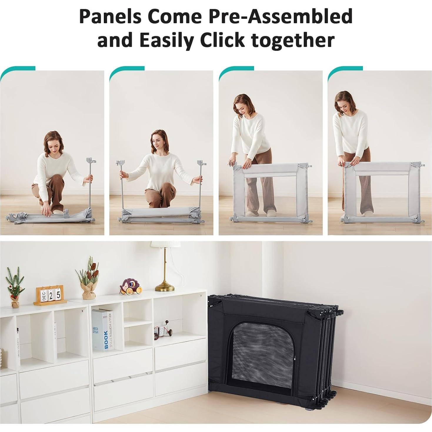 Parque Infantil Plegable Doradotey 200x180 cm Negro Ajustable