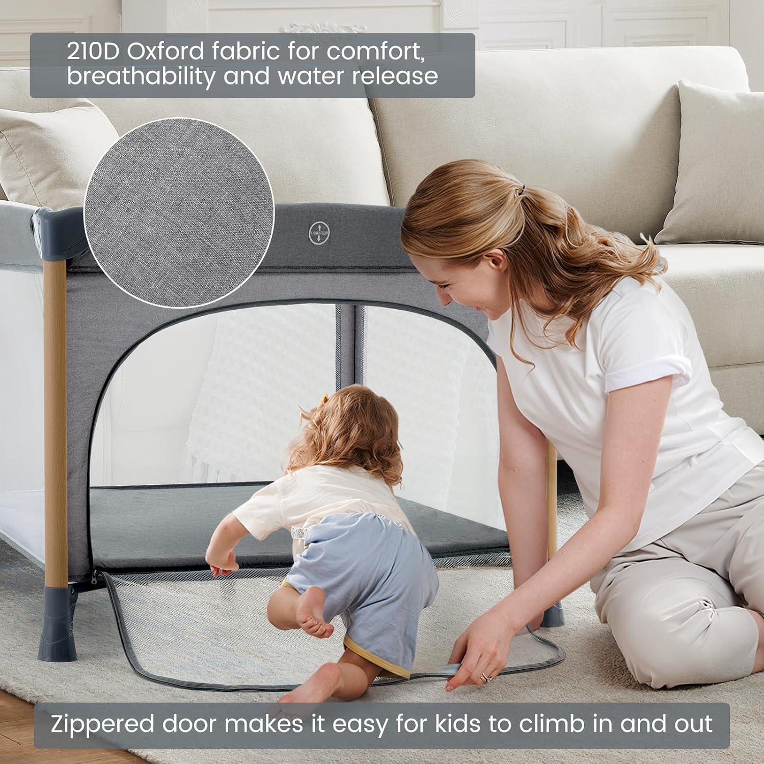 Cuna portátil gemelar Okaytwins T-711 gris 114.3x114.3 cm