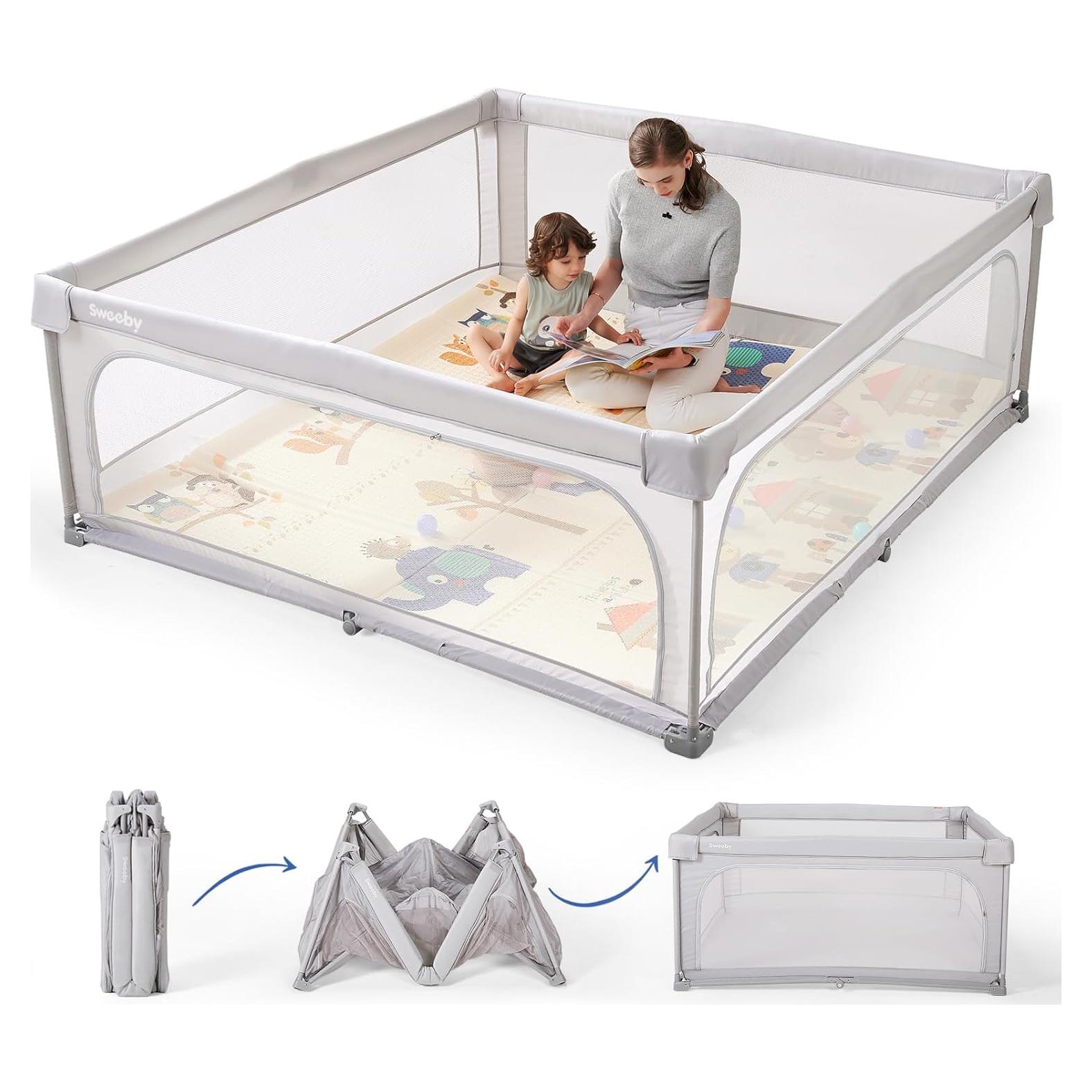 Parque Infantil Plegable Sweeby 150x150 cm Gris Claro