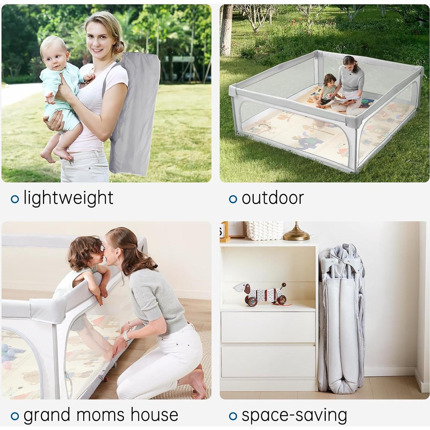 Parque Infantil Plegable Sweeby 150x150 cm Gris Claro