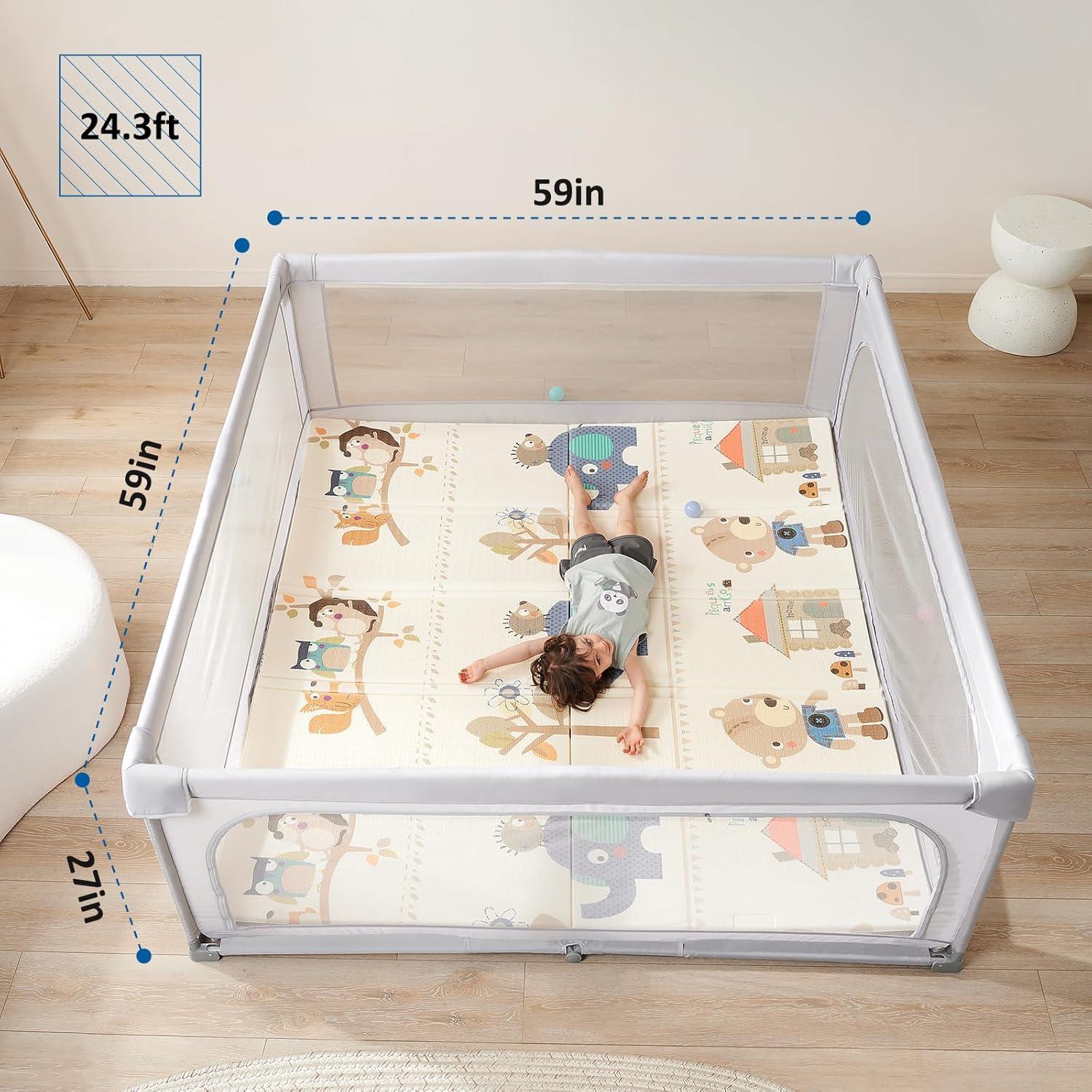 Parque Infantil Plegable Sweeby 150x150 cm Gris Claro