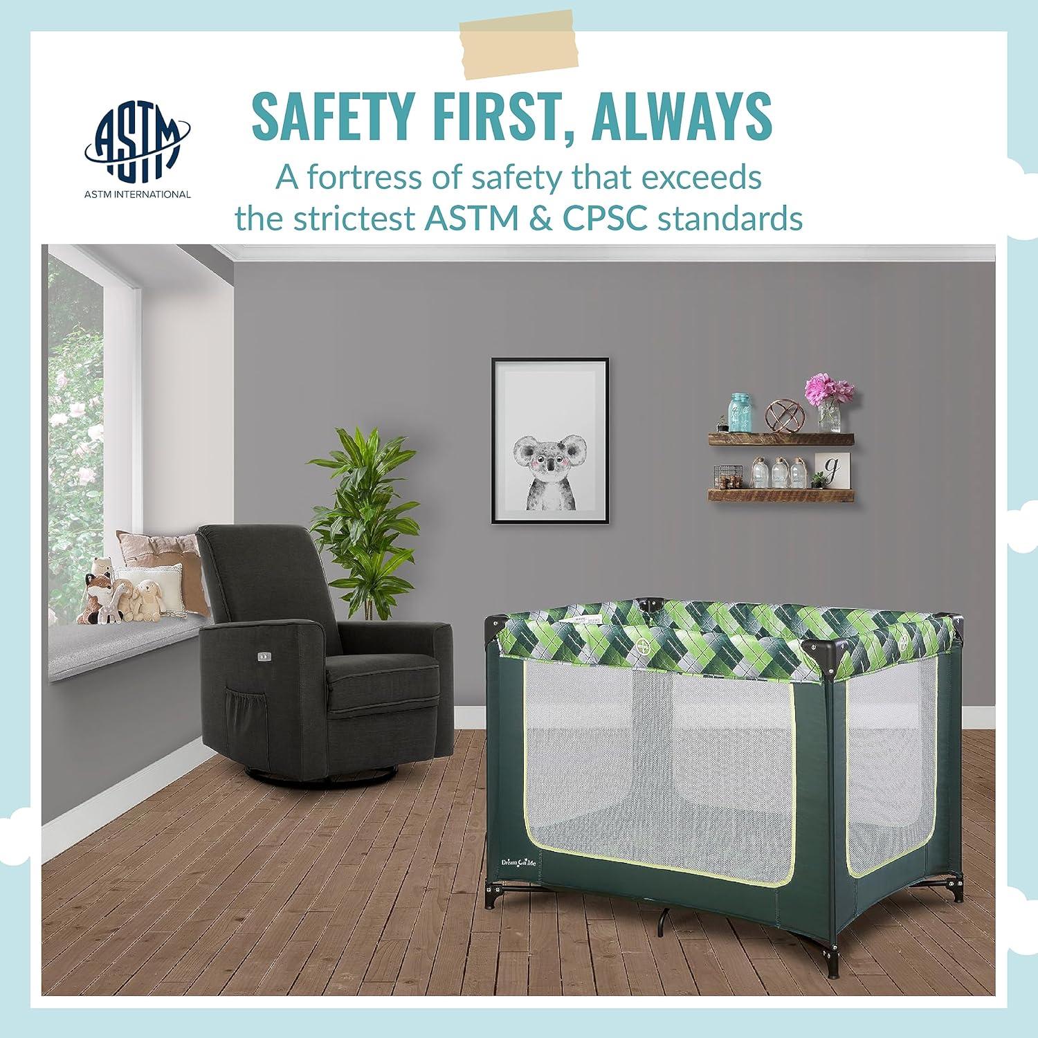 Parque Infantil Portátil Dream On Me Zoom Verde - Plegable y Ligero