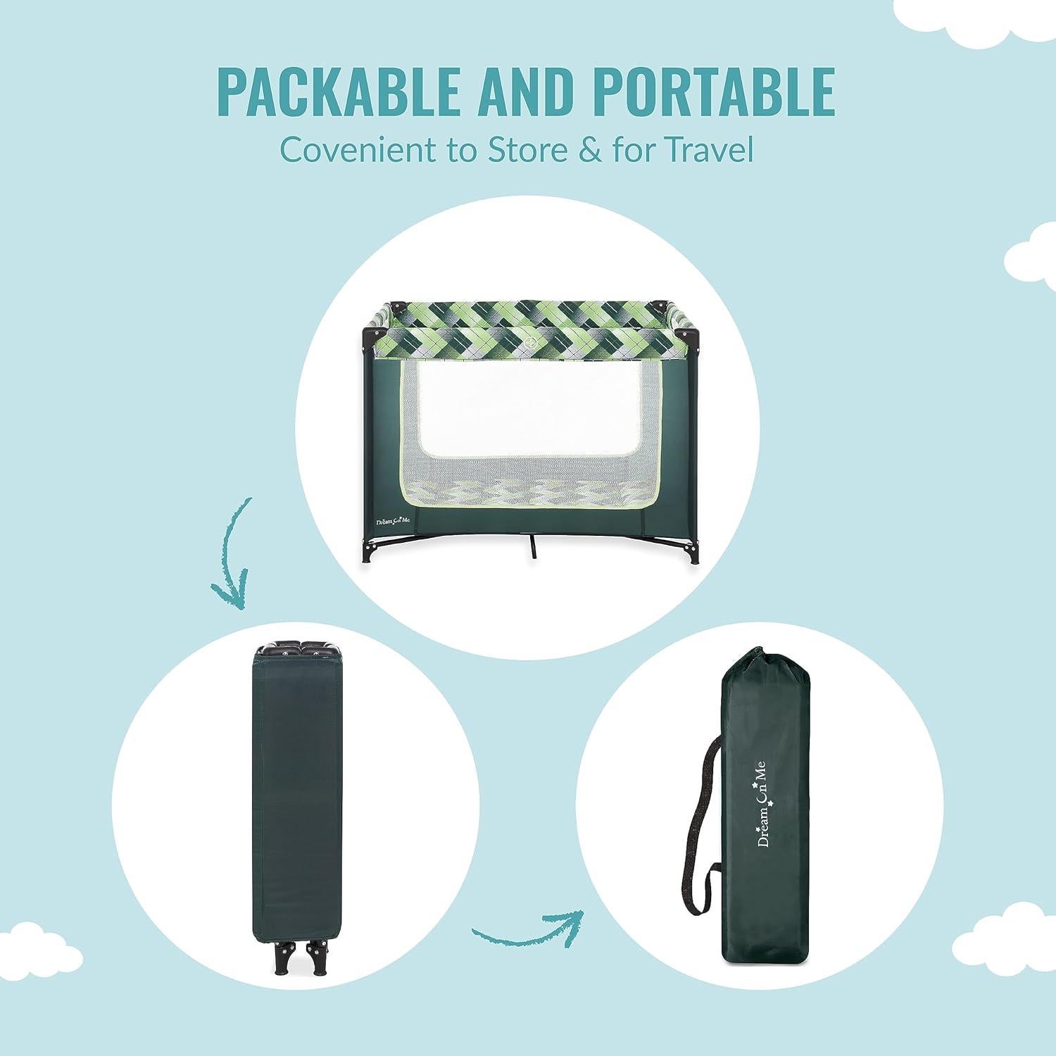 Parque Infantil Portátil Dream On Me Zoom Verde - Plegable y Ligero