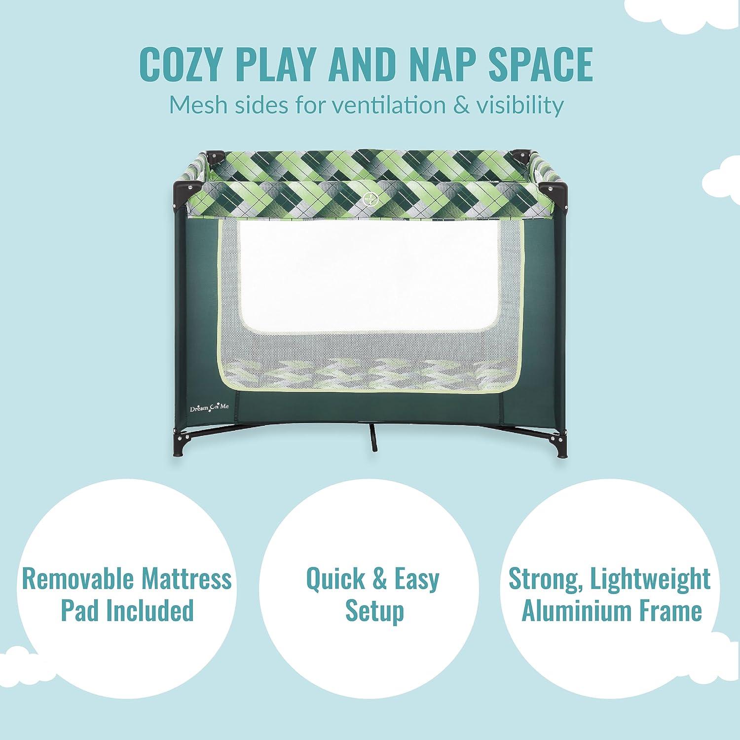 Parque Infantil Portátil Dream On Me Zoom Verde - Plegable y Ligero