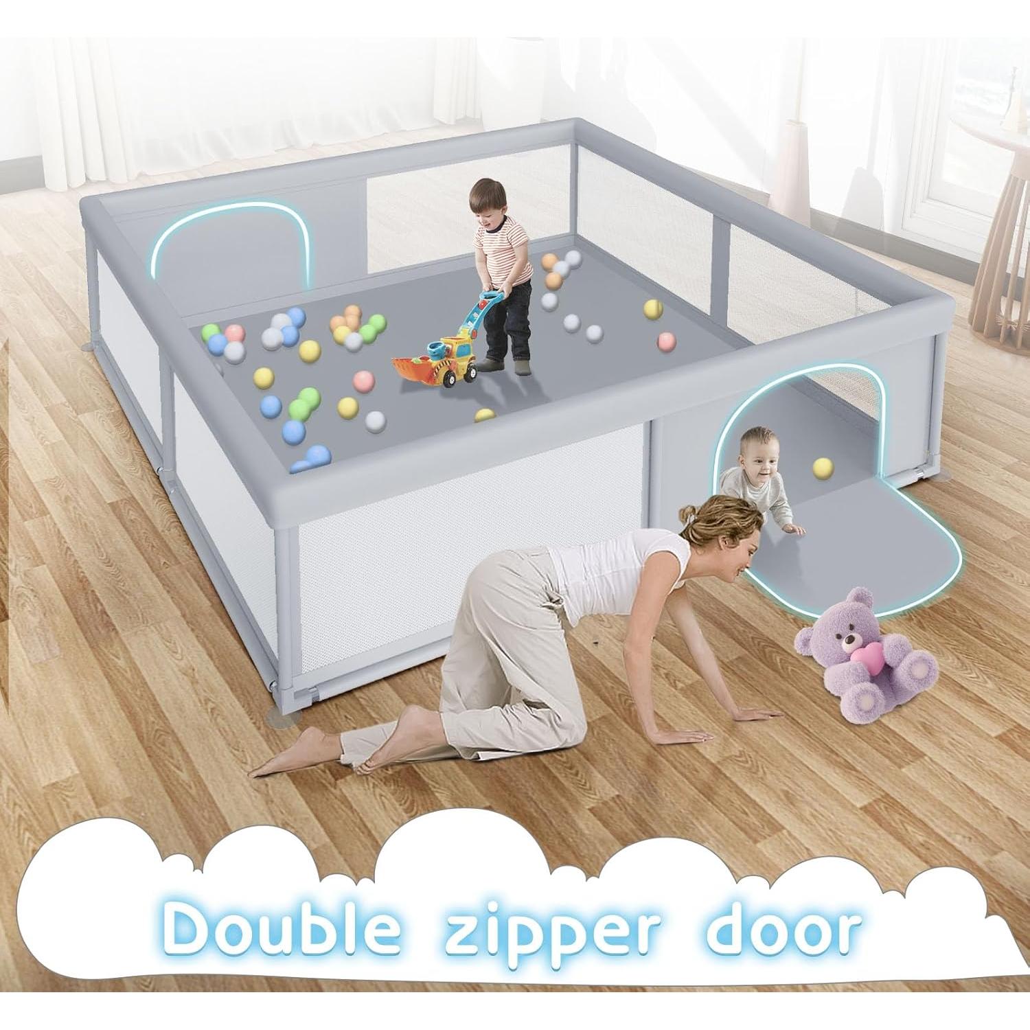 Parque Infantil Grande Besuhot 200x200 cm con Puerta Cremallera