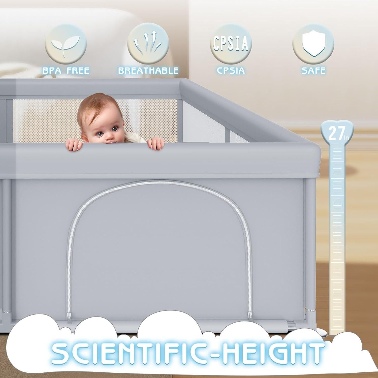 Parque Infantil Grande Besuhot 200x200 cm con Puerta Cremallera