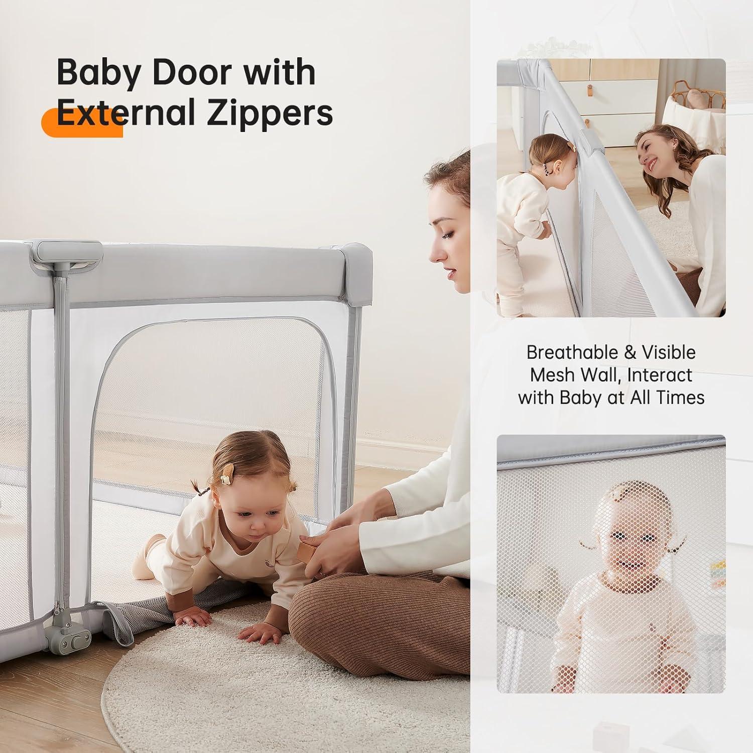 Parque Infantil Plegable Cholena 180x150cm Gris Claro