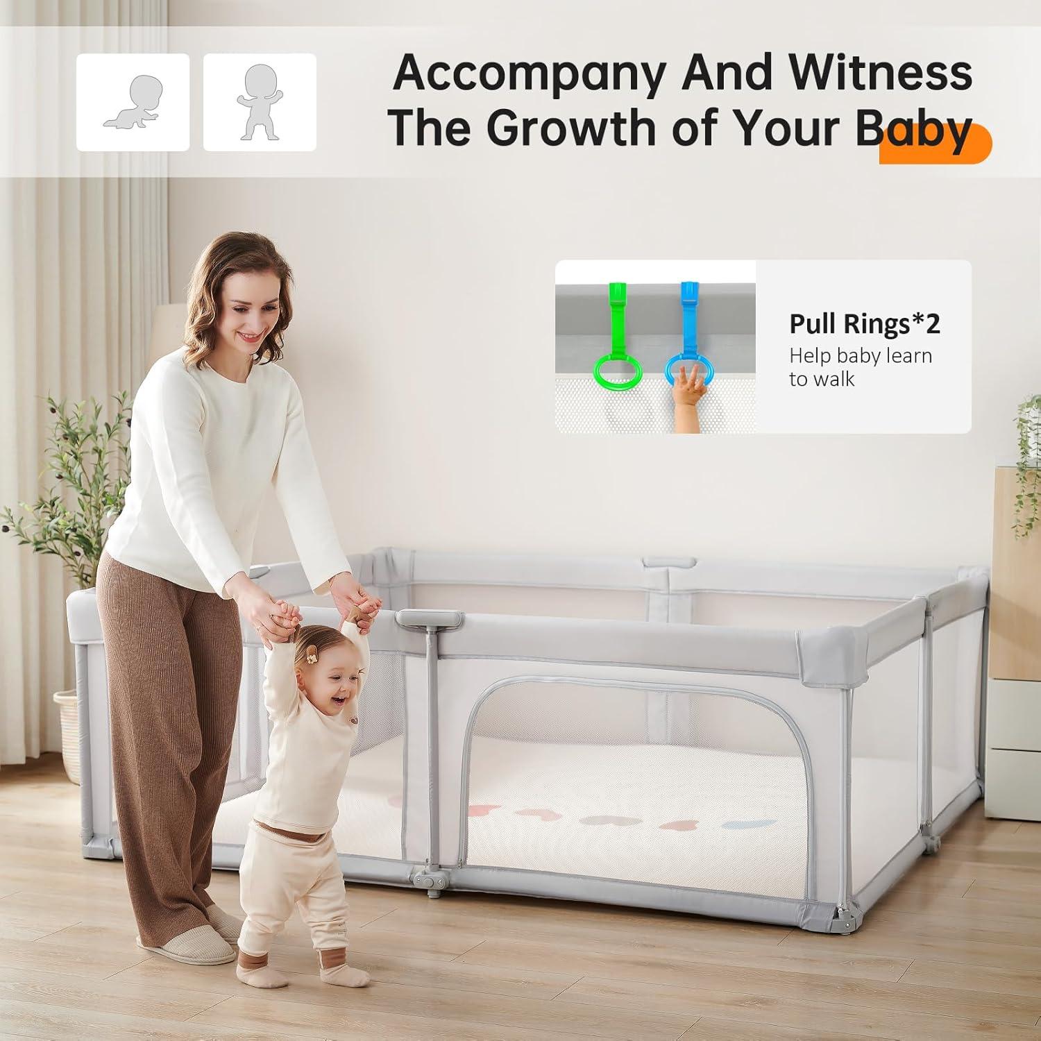 Parque Infantil Plegable Cholena 180x150cm Gris Claro