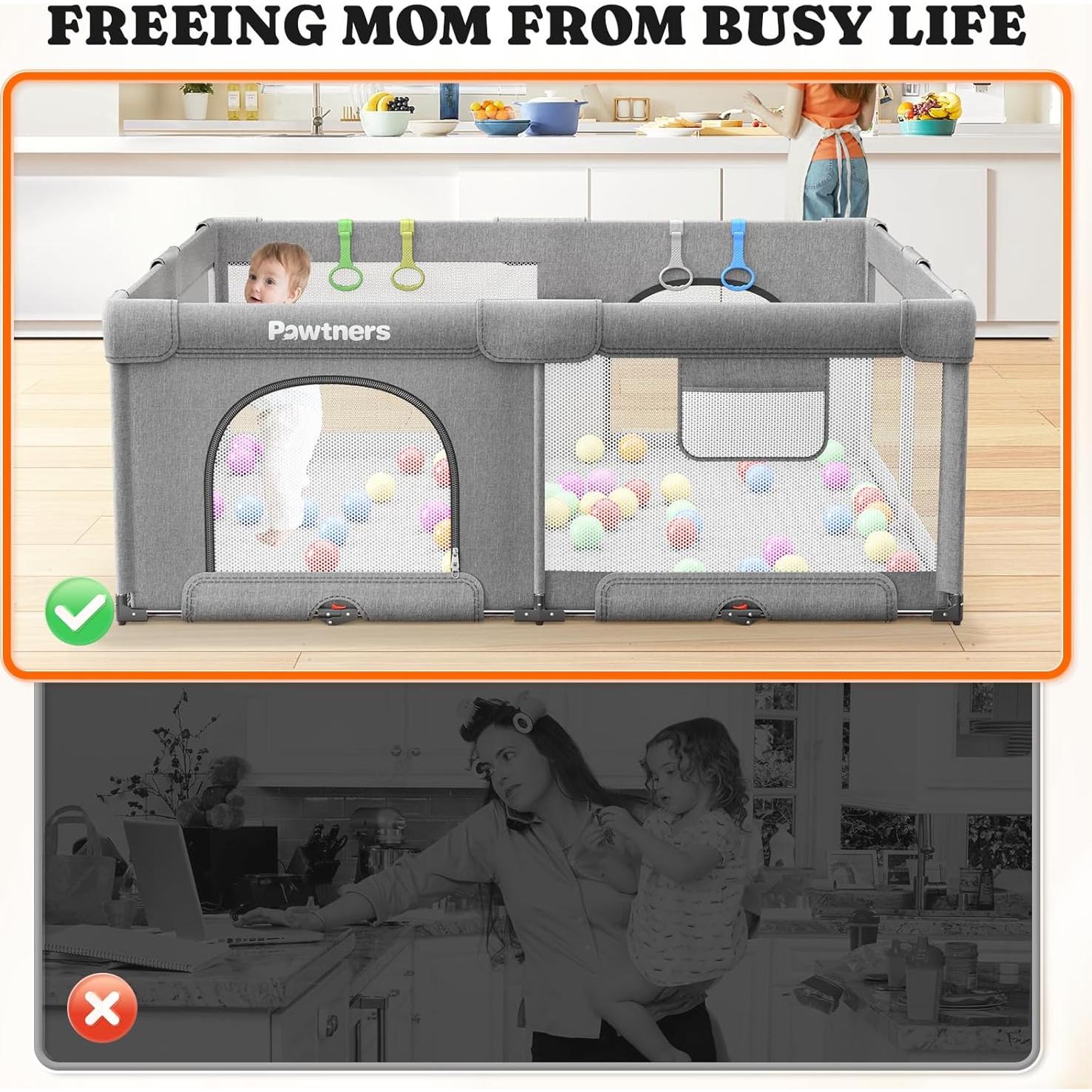 Parque Infantil Plegable Pawtners 180x150 cm con 50 Pelotas