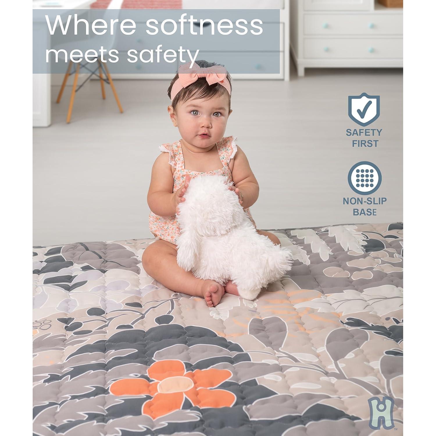 Alfombra de Juego Plegable DOUXHUGGS 127x127 cm Gris Acolchada