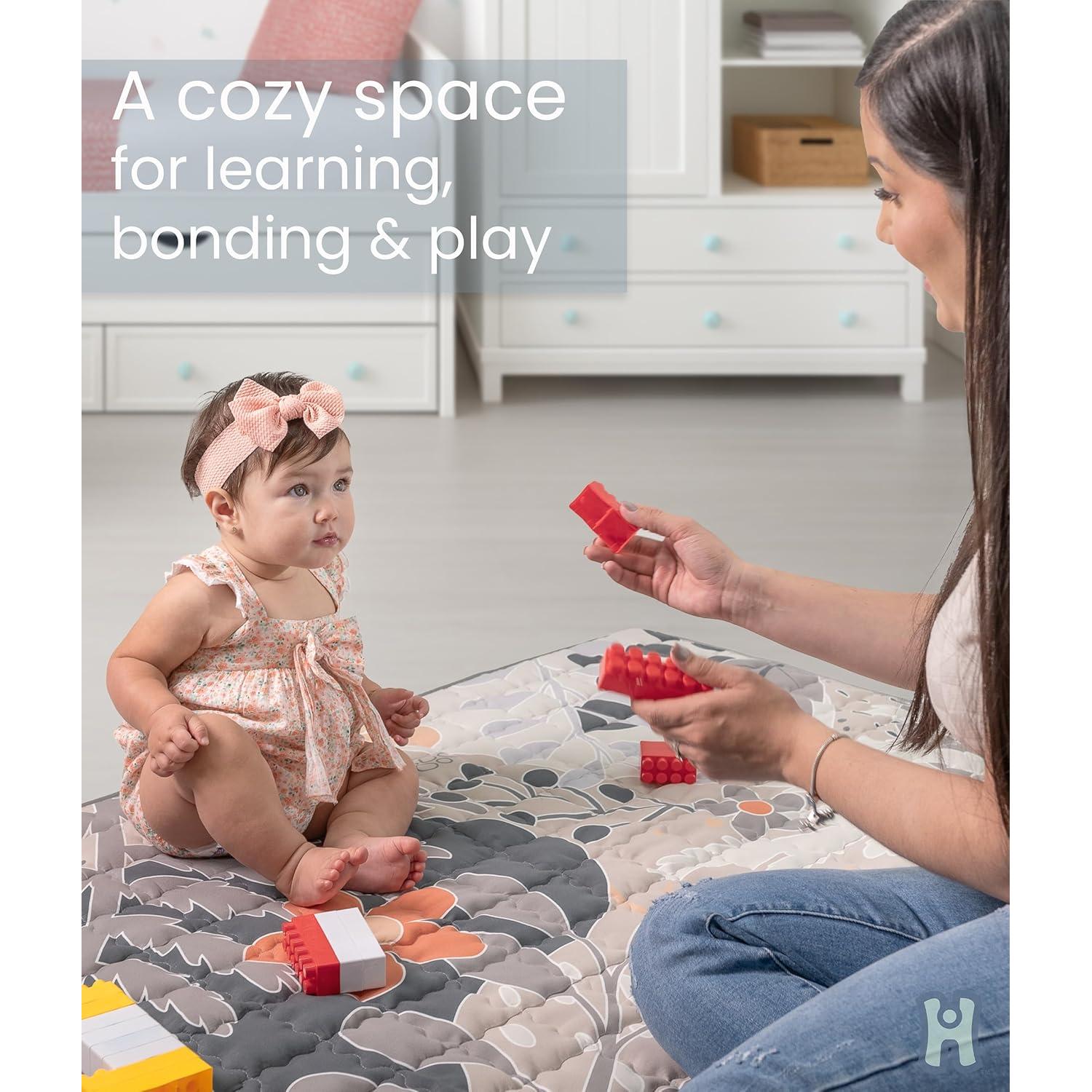 Alfombra de Juego Plegable DOUXHUGGS 127x127 cm Gris Acolchada