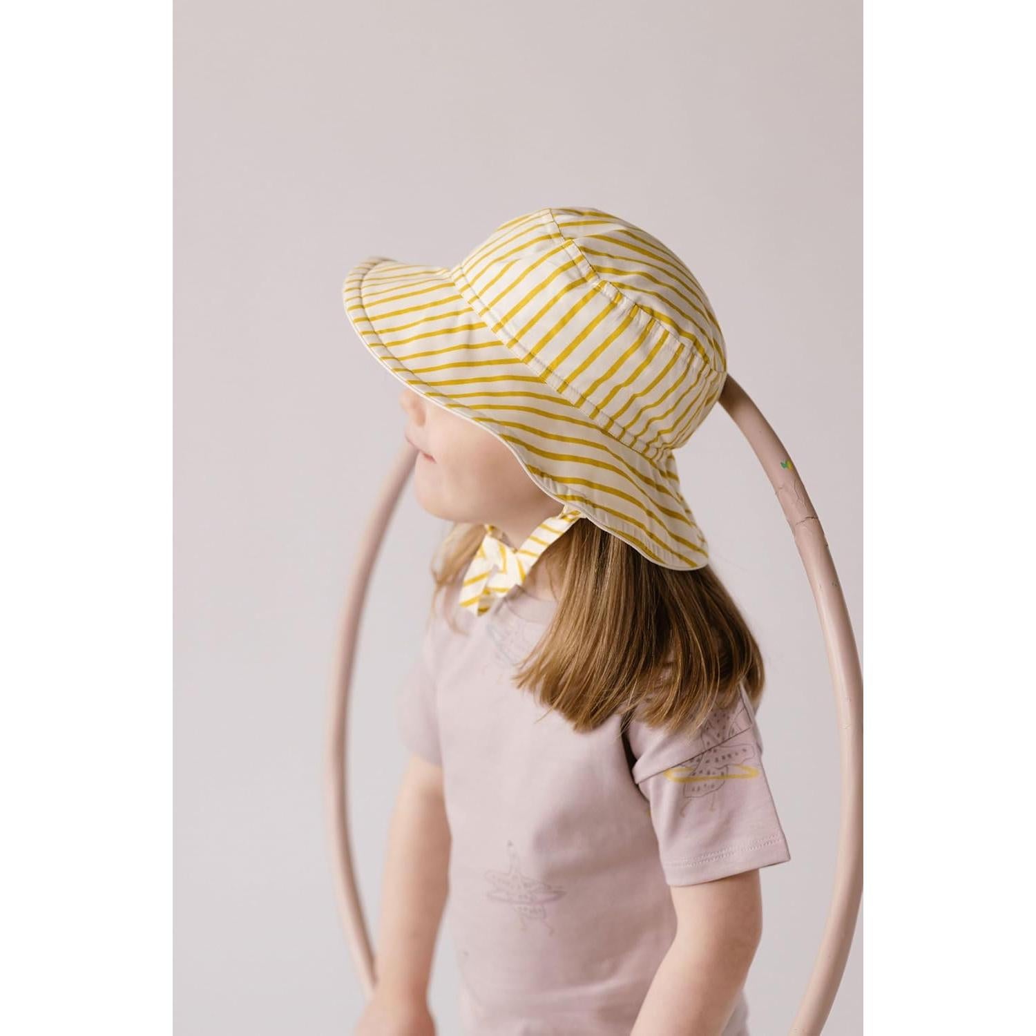 Sombrero de Cubo PEHR Baby Rayas Away Marigold 0-6 Meses