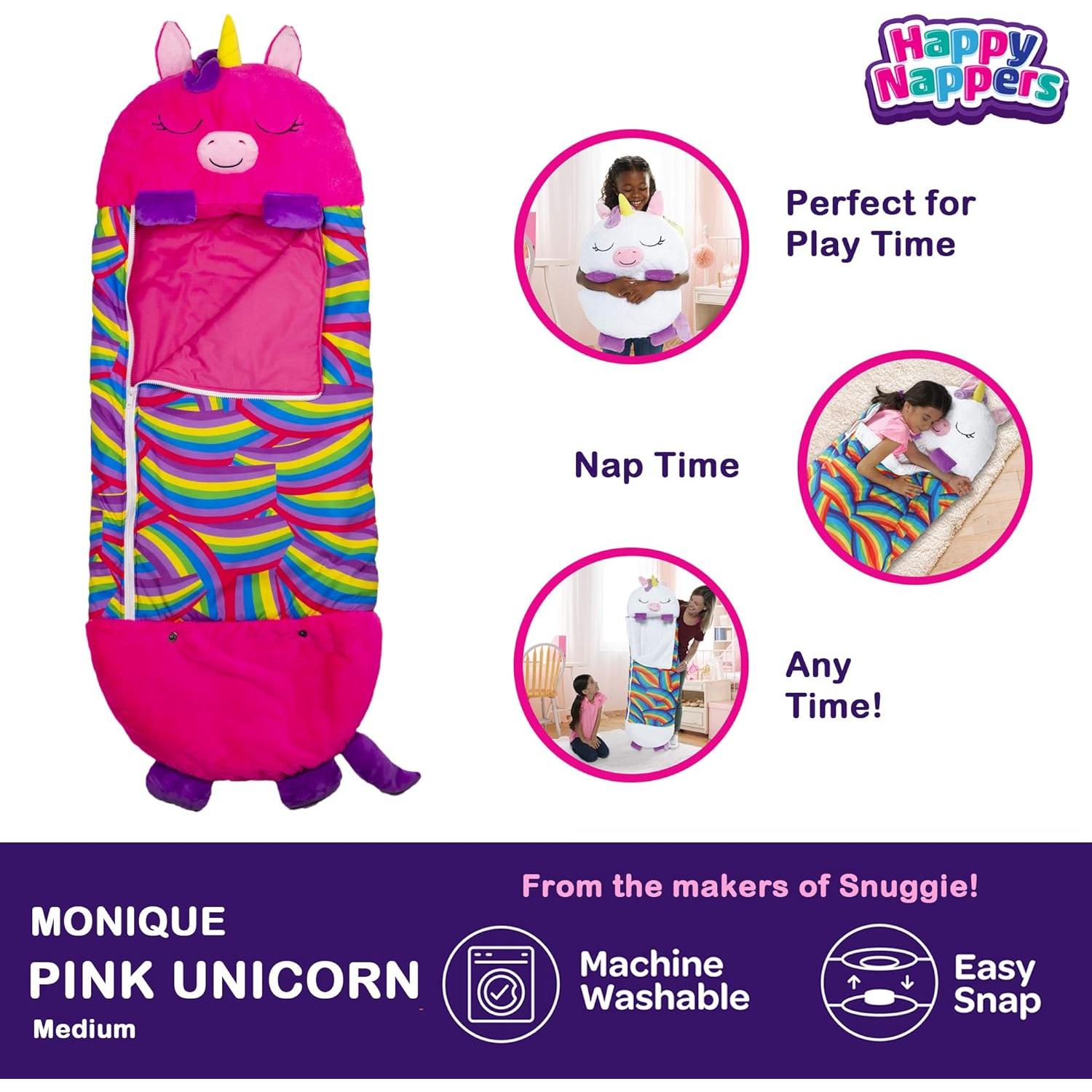 Almohada y Saco de Sueño Happy Nappers Unicornio Rosa 137x51cm