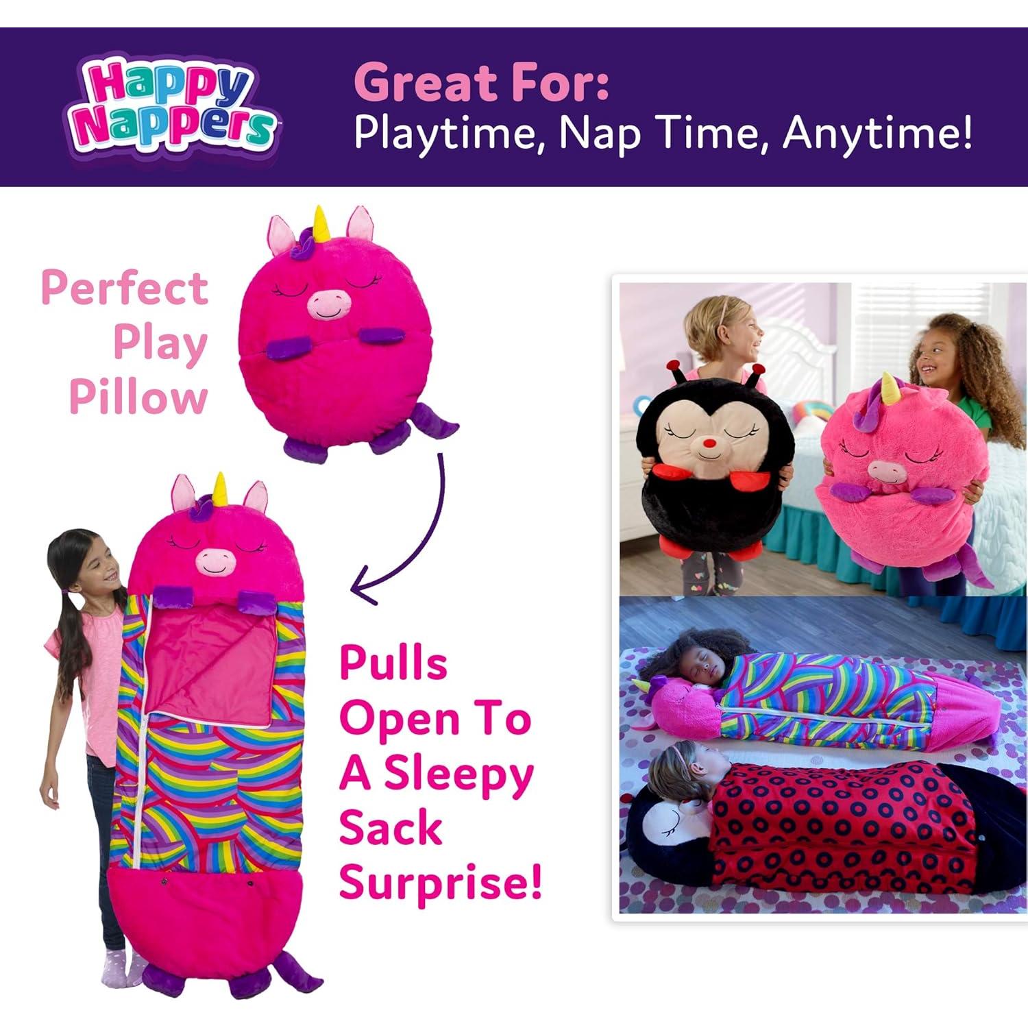 Almohada y Saco de Sueño Happy Nappers Unicornio Rosa 137x51cm