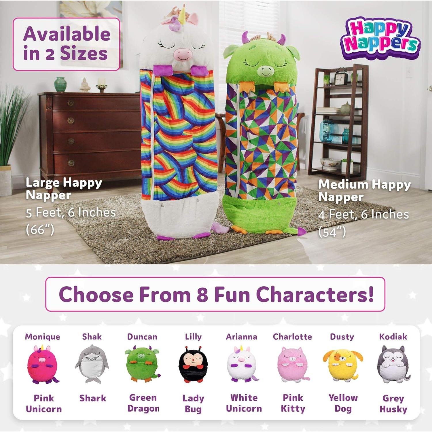 Almohada y Saco de Sueño Happy Nappers Unicornio Rosa 137x51cm