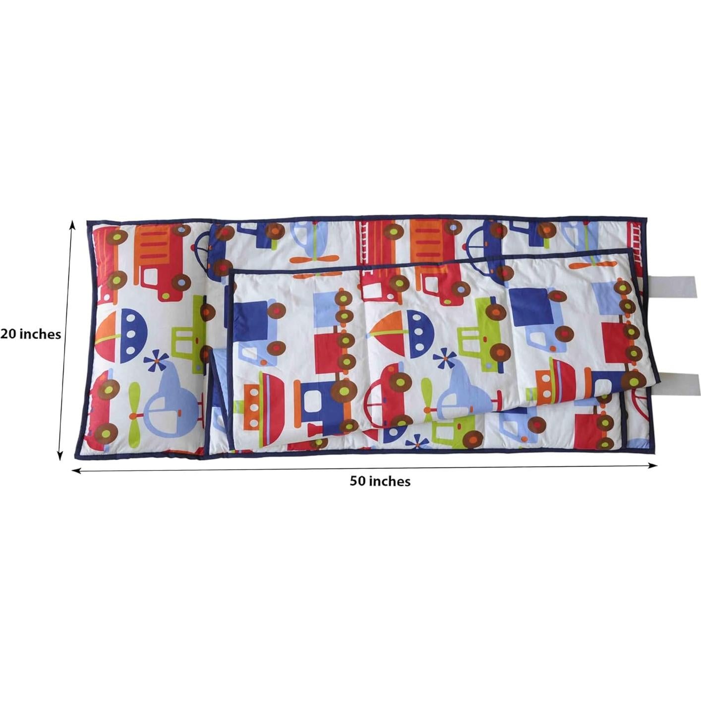 Colchoneta de Siesta Bacati Transporte Azul 100% Algodón 127x51 cm