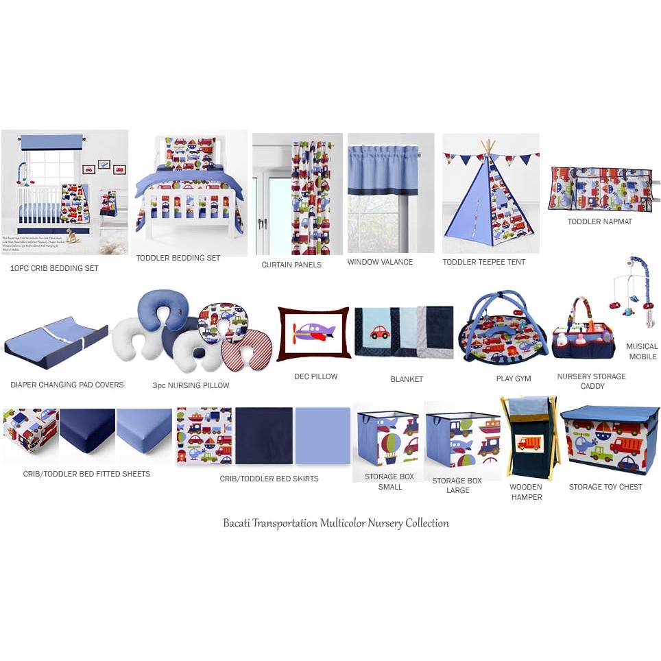 Colchoneta de Siesta Bacati Transporte Azul 100% Algodón 127x51 cm