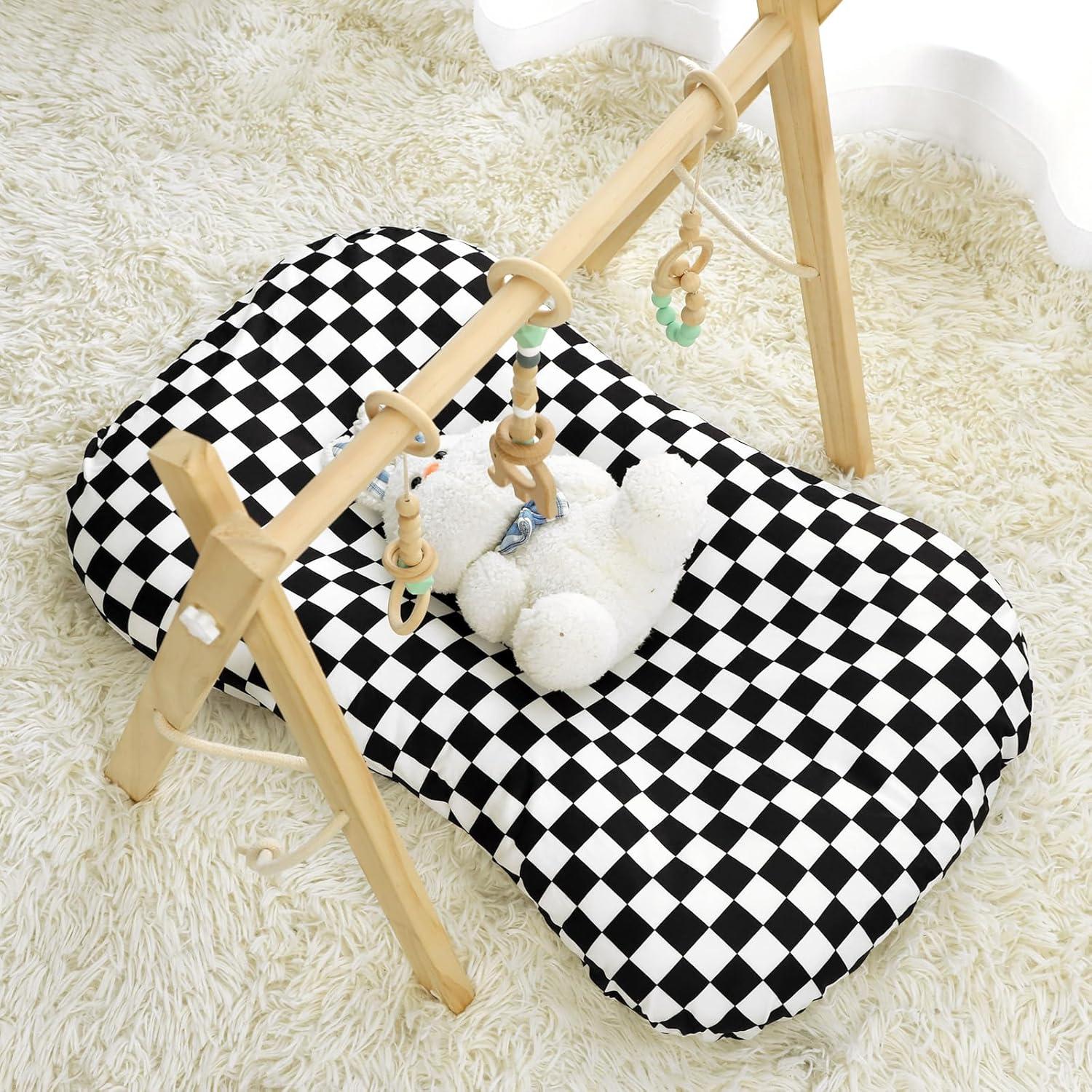 Funda de Lounger DILIMI para Bebés Cuadrícula Negra 80x54 cm