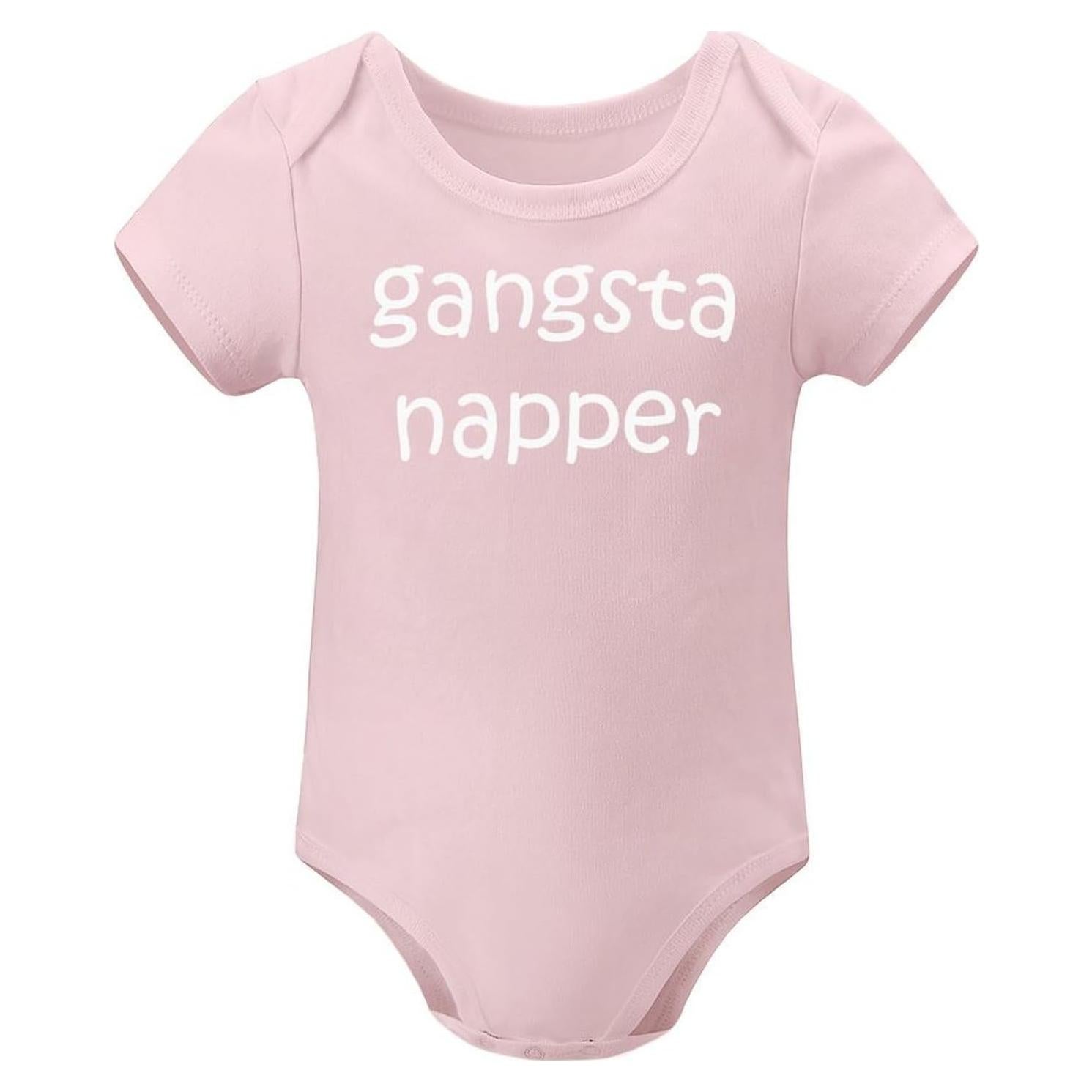 Body de Bebé Unisex Gangsta Napper - 100% Algodón - Rosa Claro