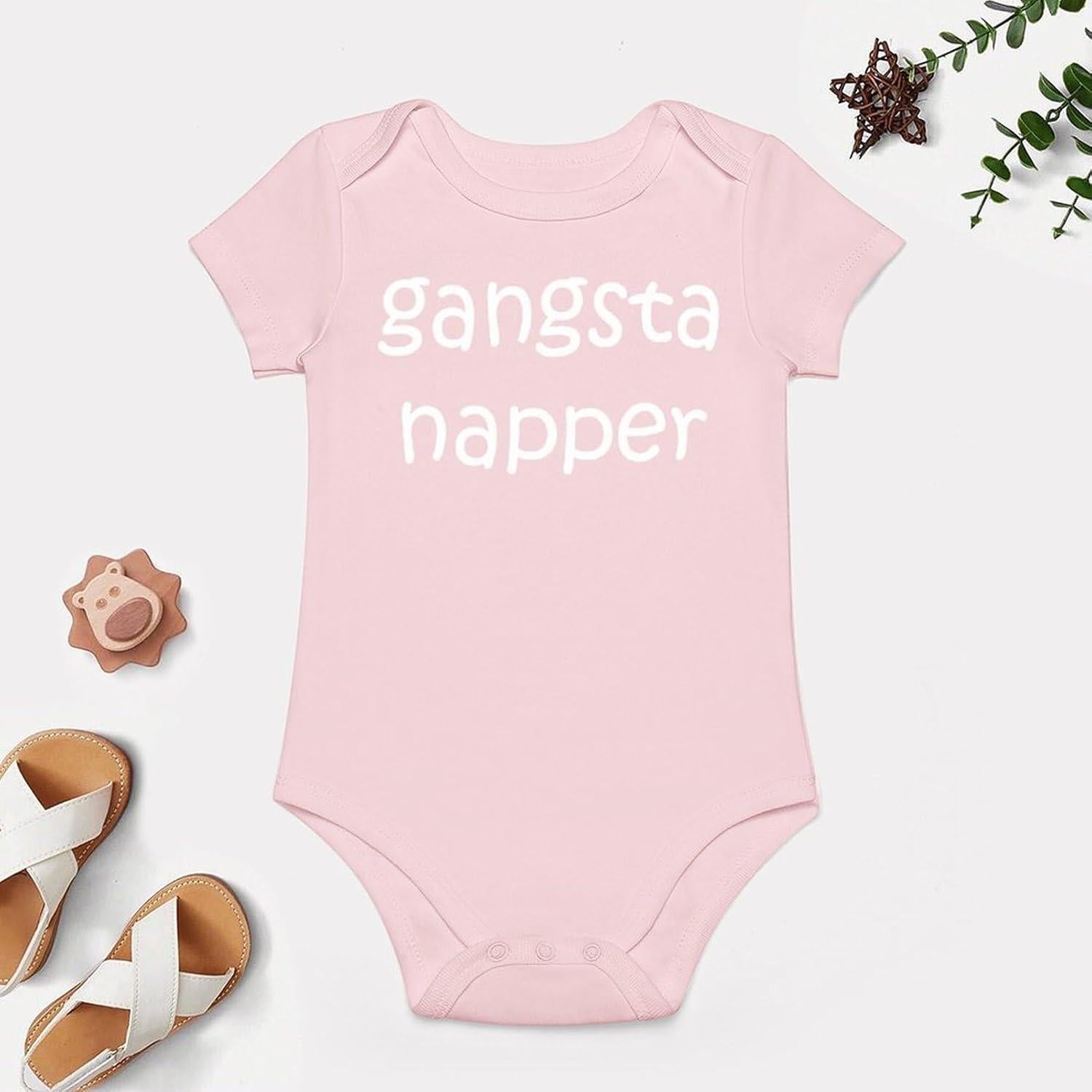 Body de Bebé Unisex Gangsta Napper - 100% Algodón - Rosa Claro