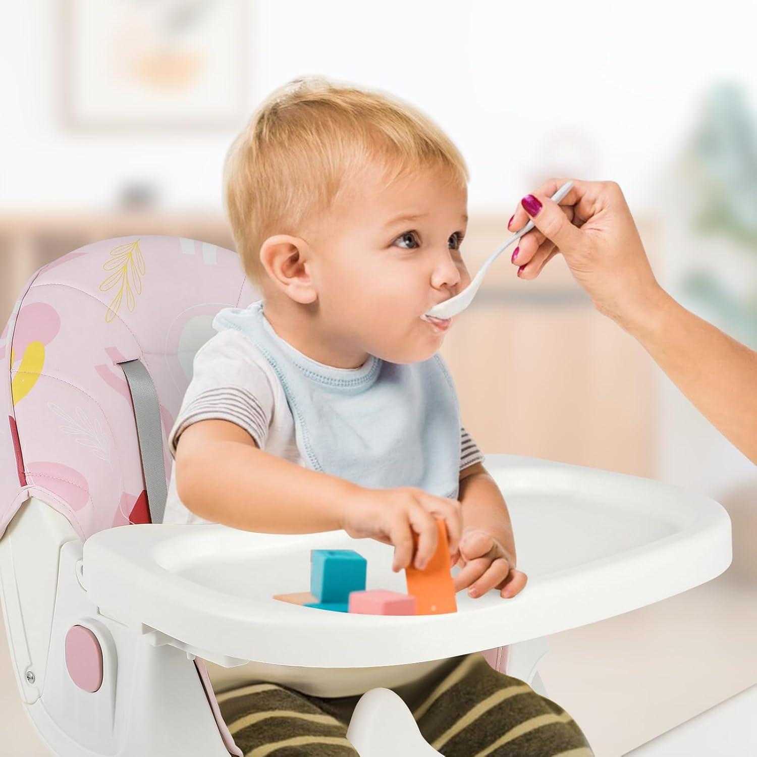 Silla Alta Plegable 6-en-1 para Bebés Rosa - Ajustable y Segura