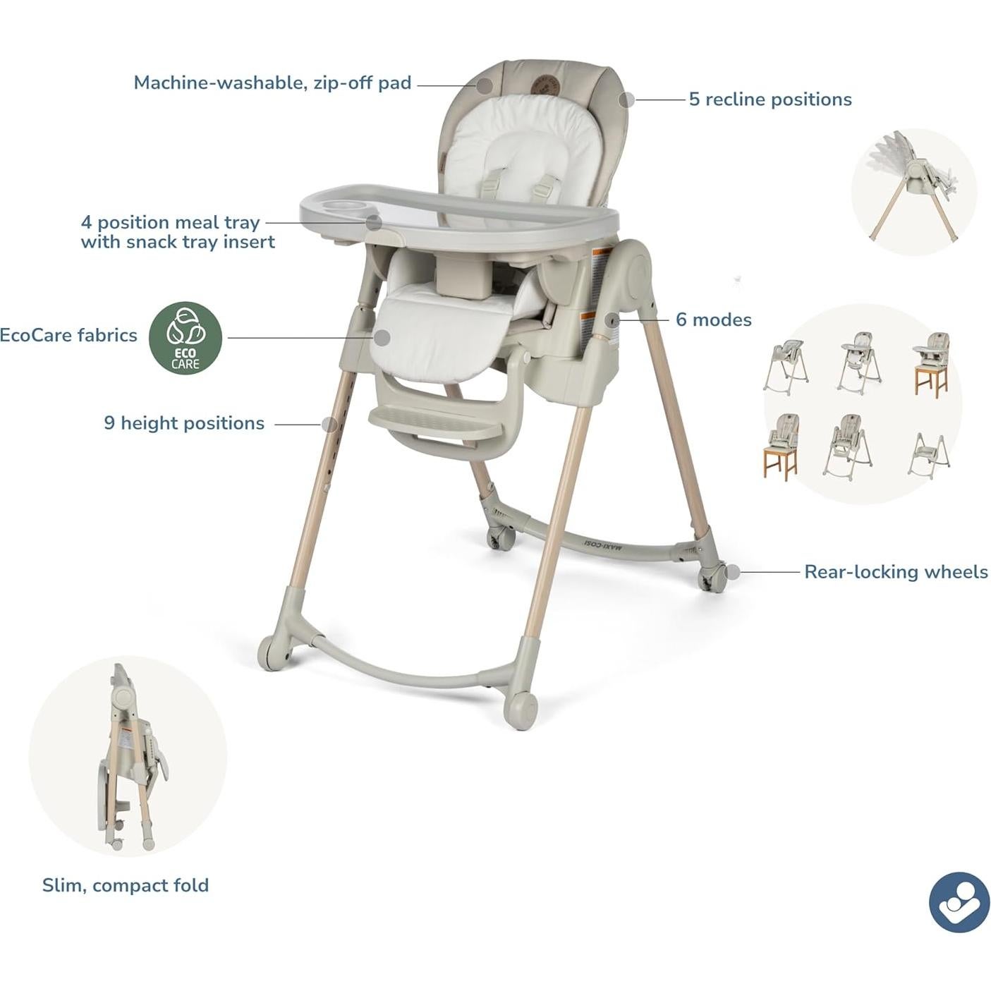 Silla Alta Plegable Maxi-Cosi Minla 6-en-1 Avena Clásica