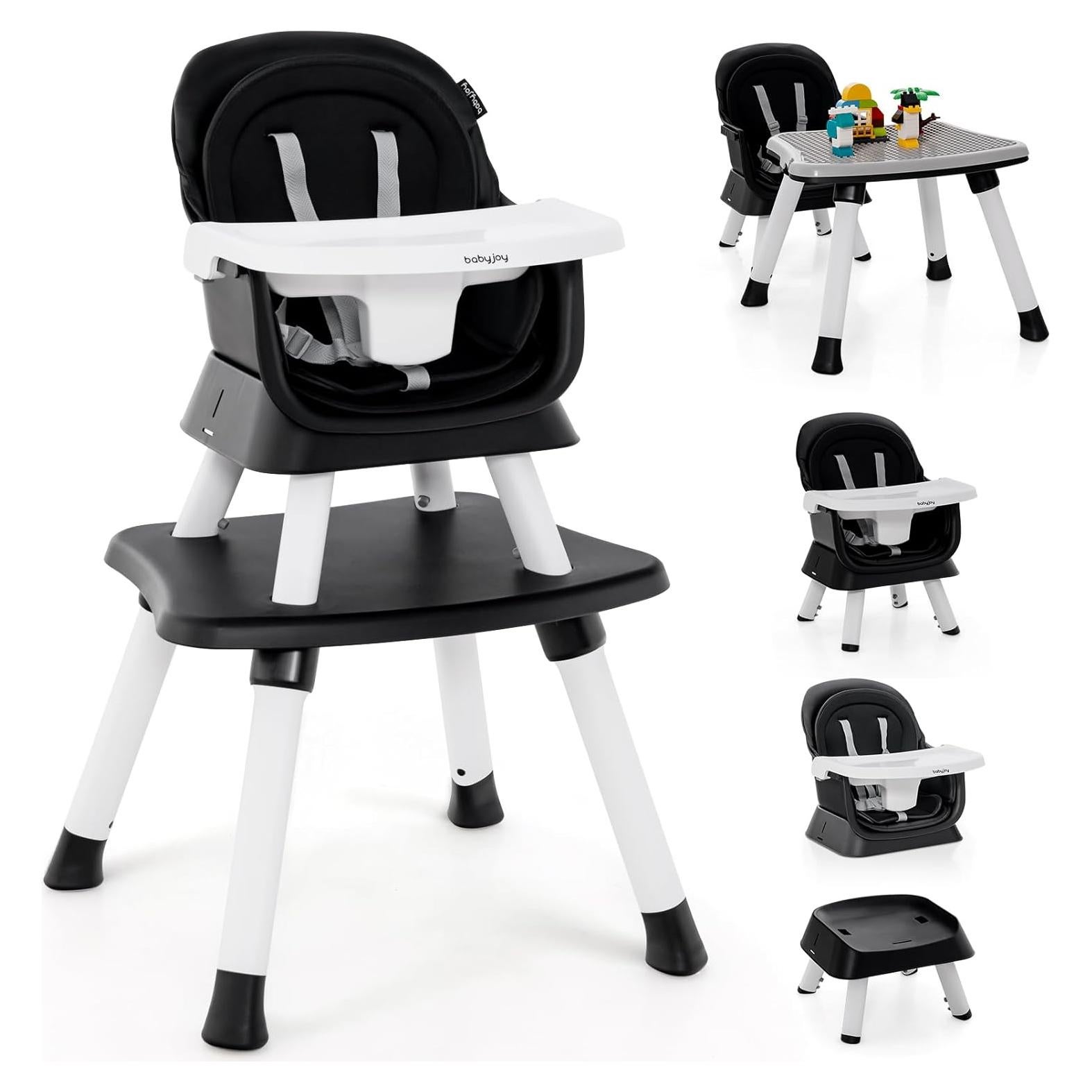 Silla Alta Convertible 8 en 1 BABY JOY - Asiento Elevador Negro