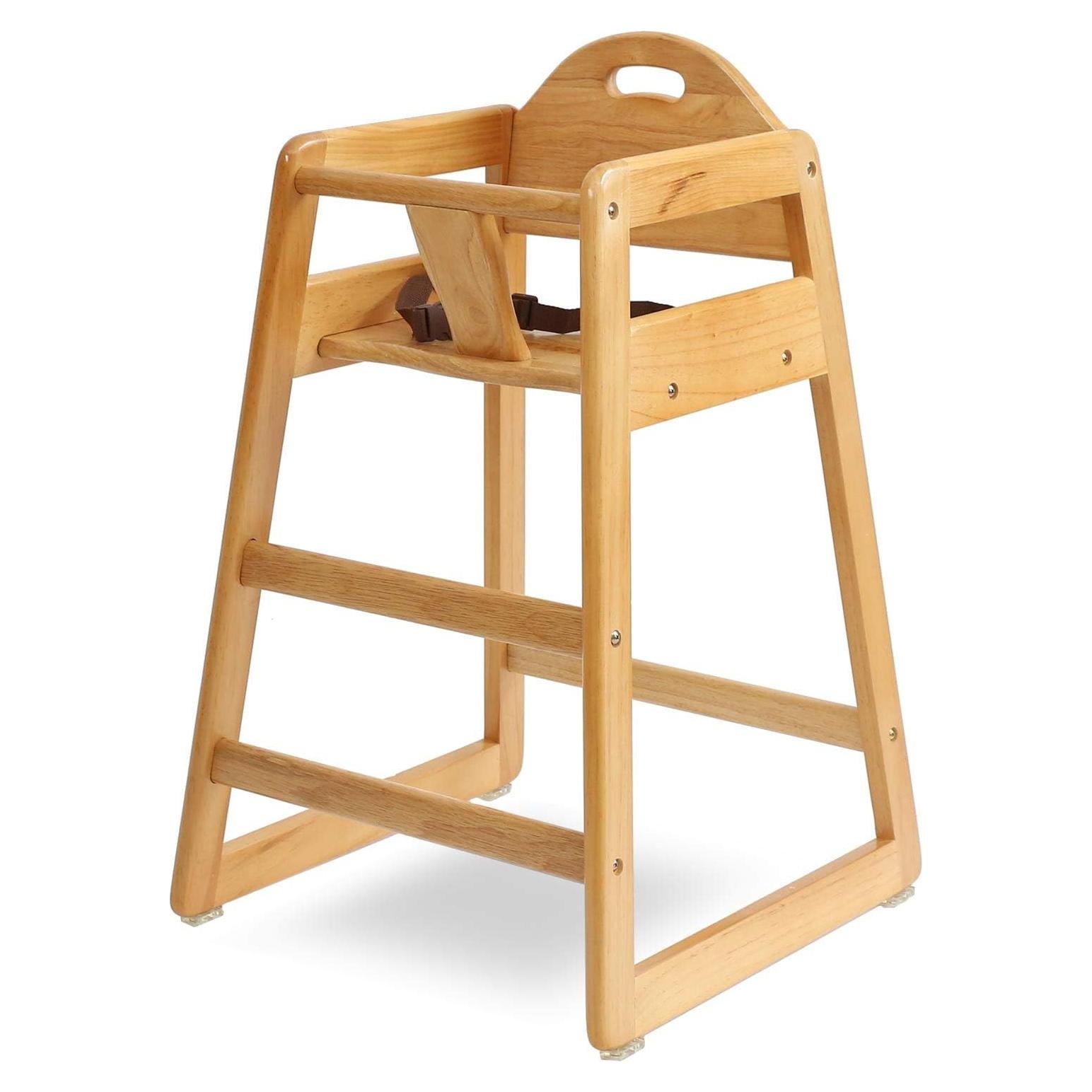 Silla Alta de Madera Natural LA Baby para Bebés - Apilable