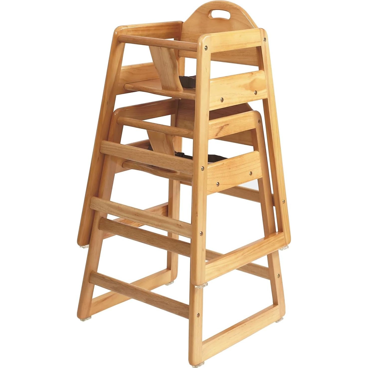 Silla Alta de Madera Natural LA Baby para Bebés - Apilable