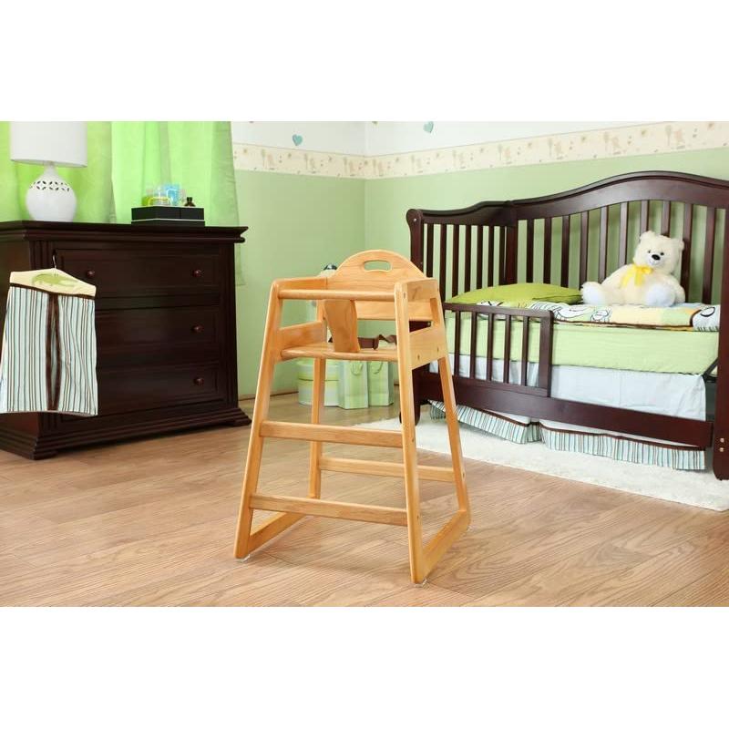 Silla Alta de Madera Natural LA Baby para Bebés - Apilable